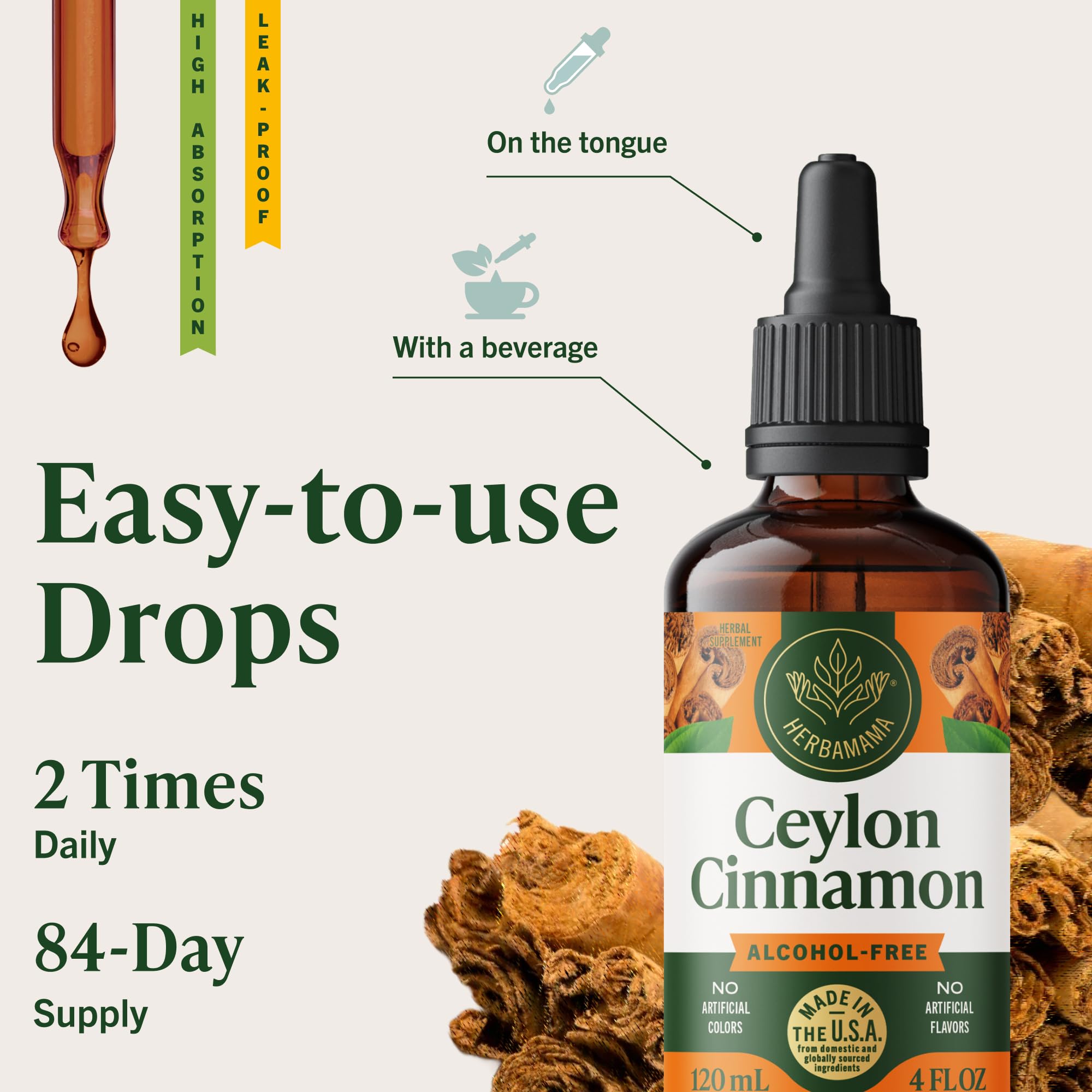 HERBAMAMA Cinnamon Ceylon Extract Liquid ingredients list