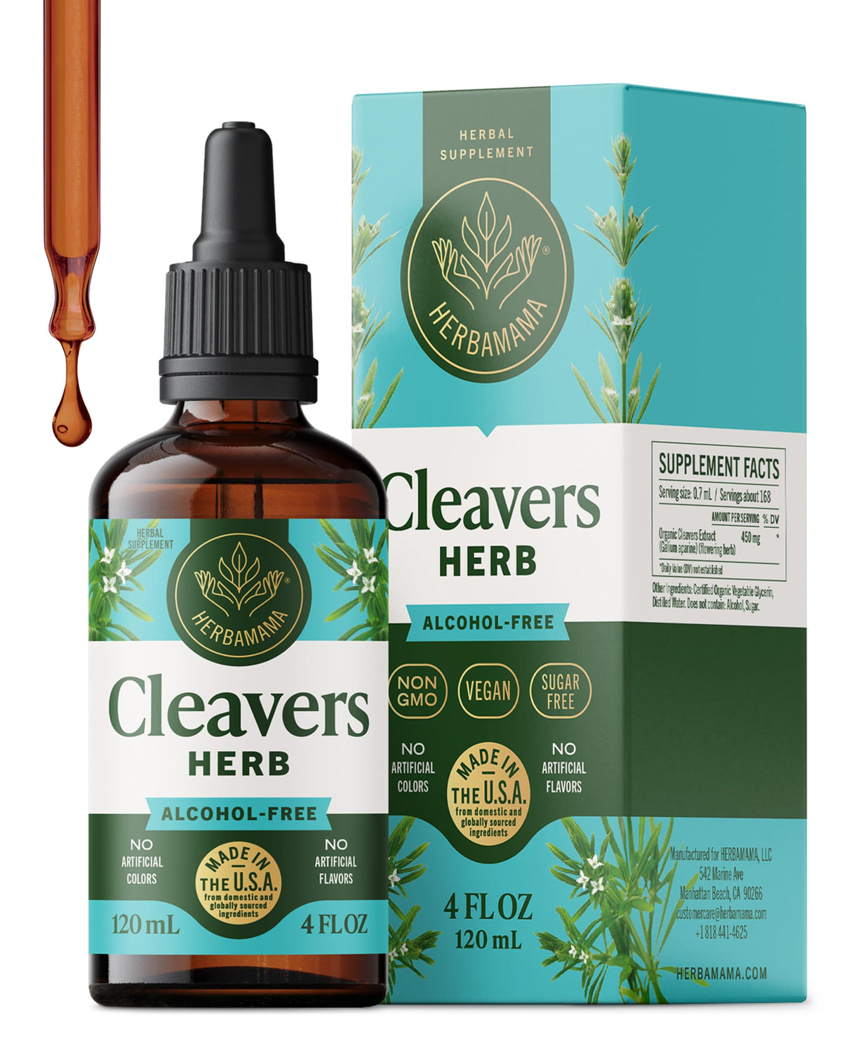 HERBAMAMA Cleavers Leaf Tincture 259g front view