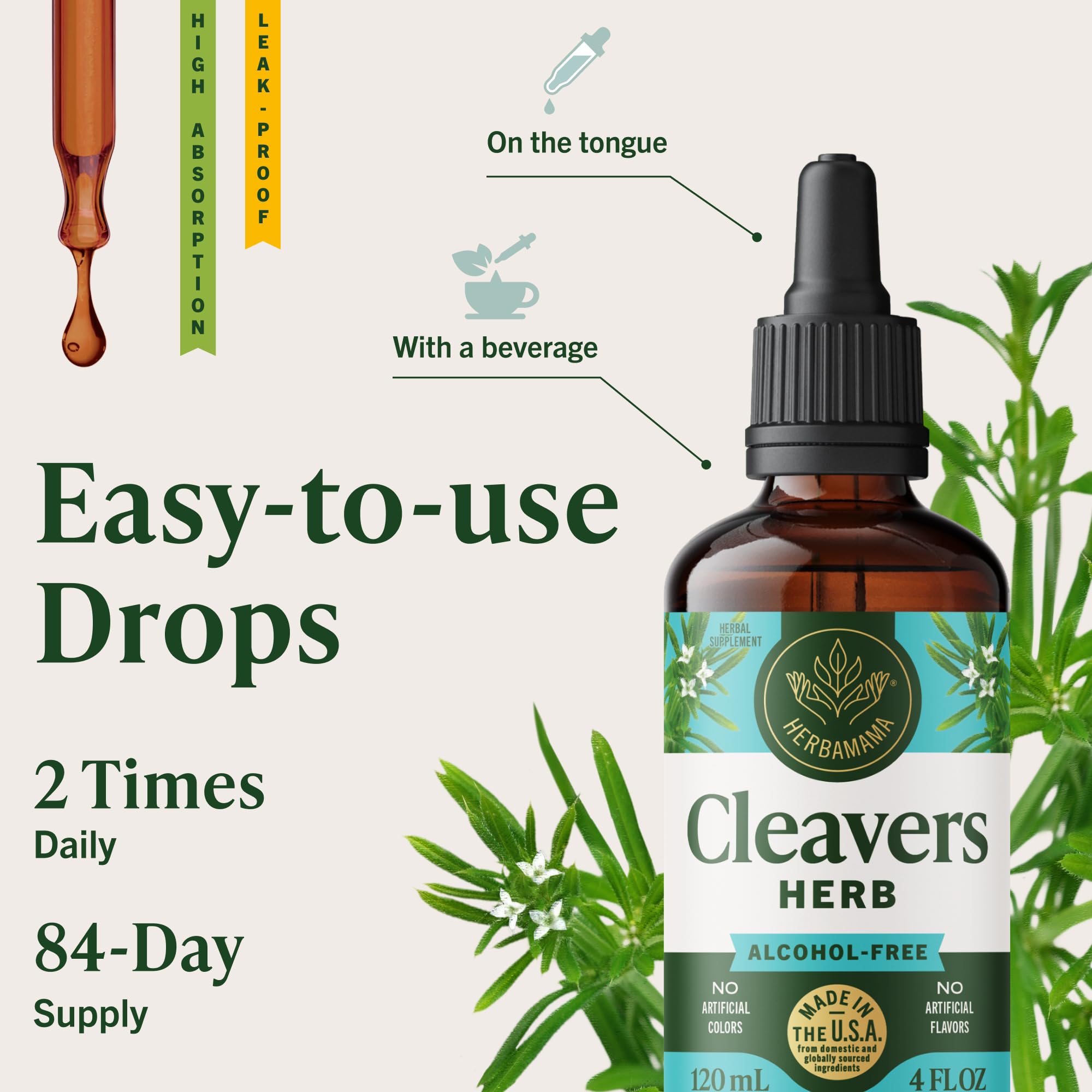 HERBAMAMA Cleavers Leaf Tincture 259g lifestyle scene