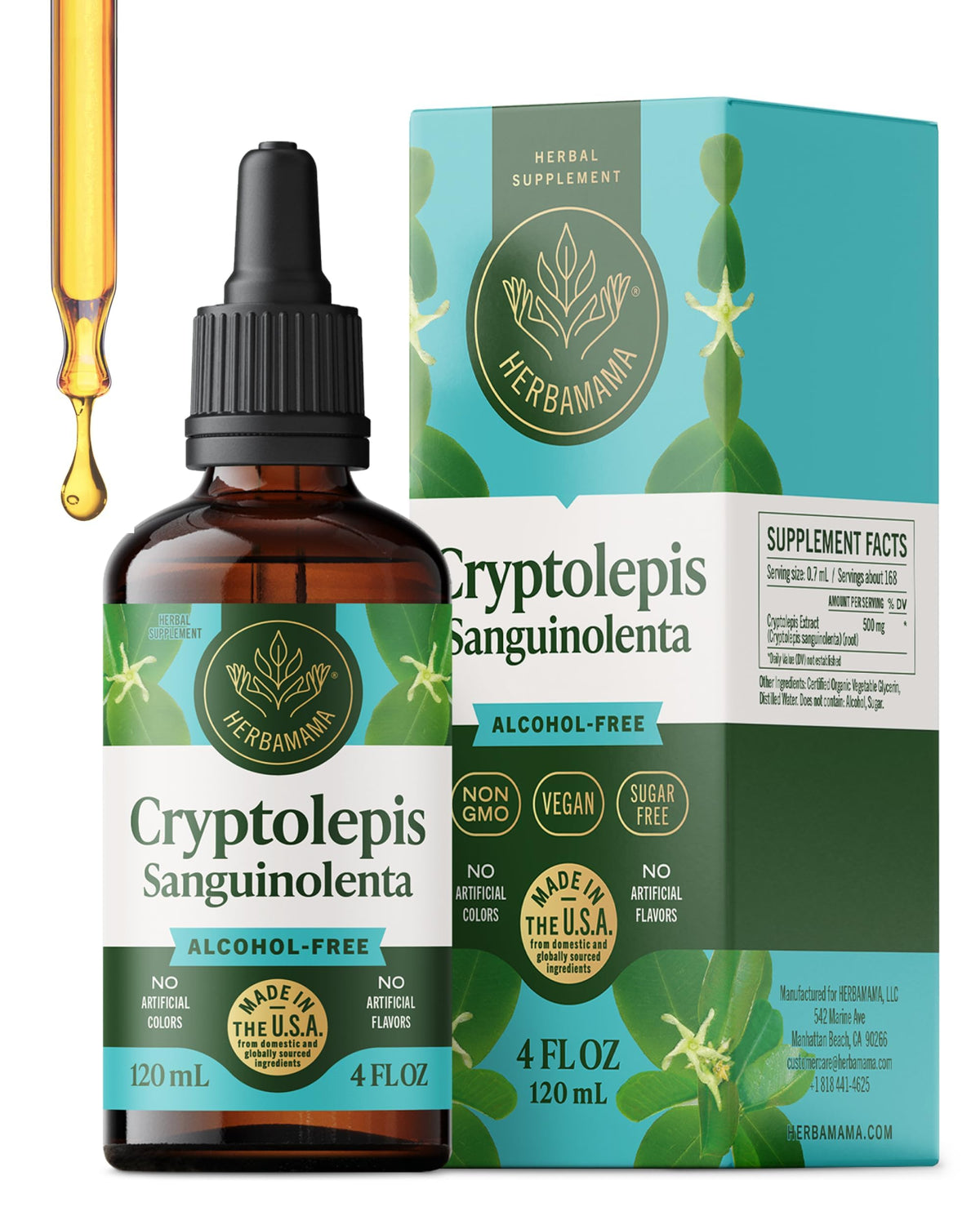 HERBAMAMA Cryptolepis Root Tincture front view with label