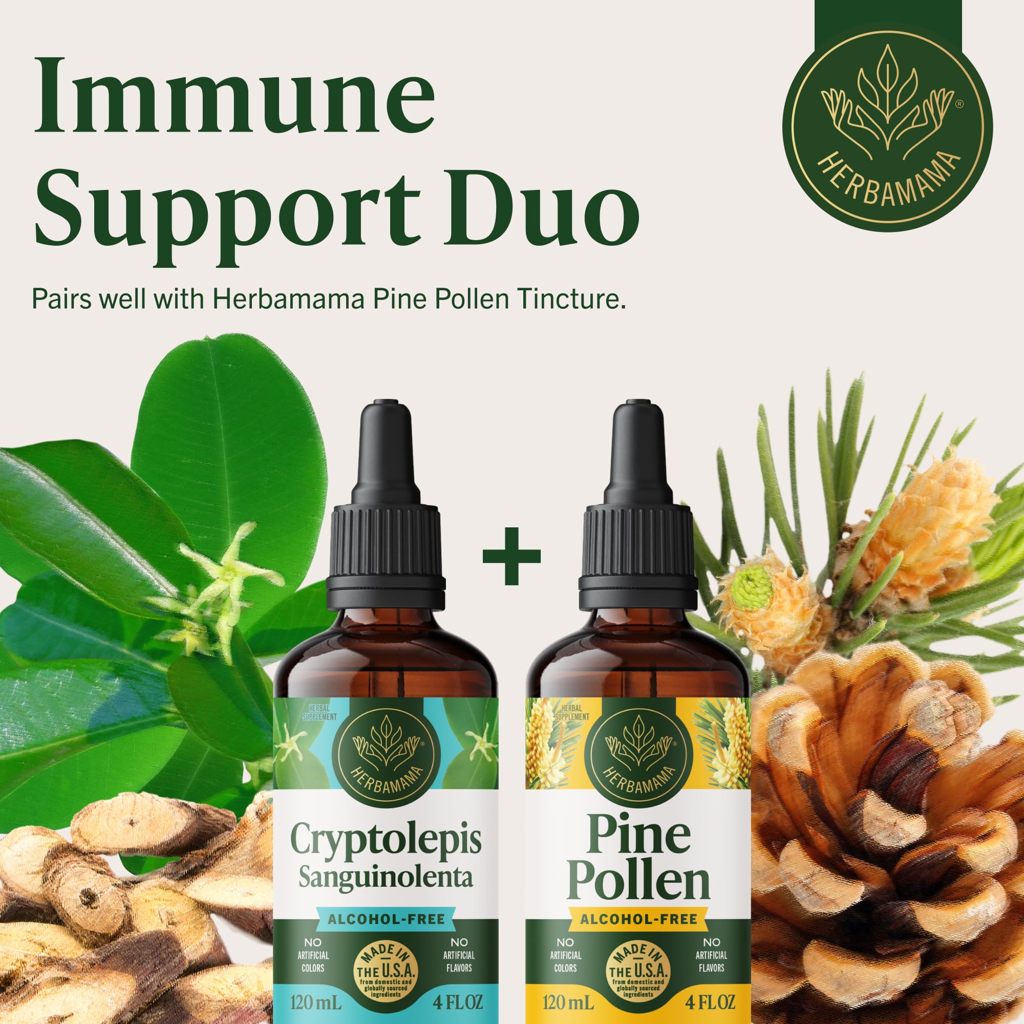 HERBAMAMA Cryptolepis Root Tincture on a wooden table