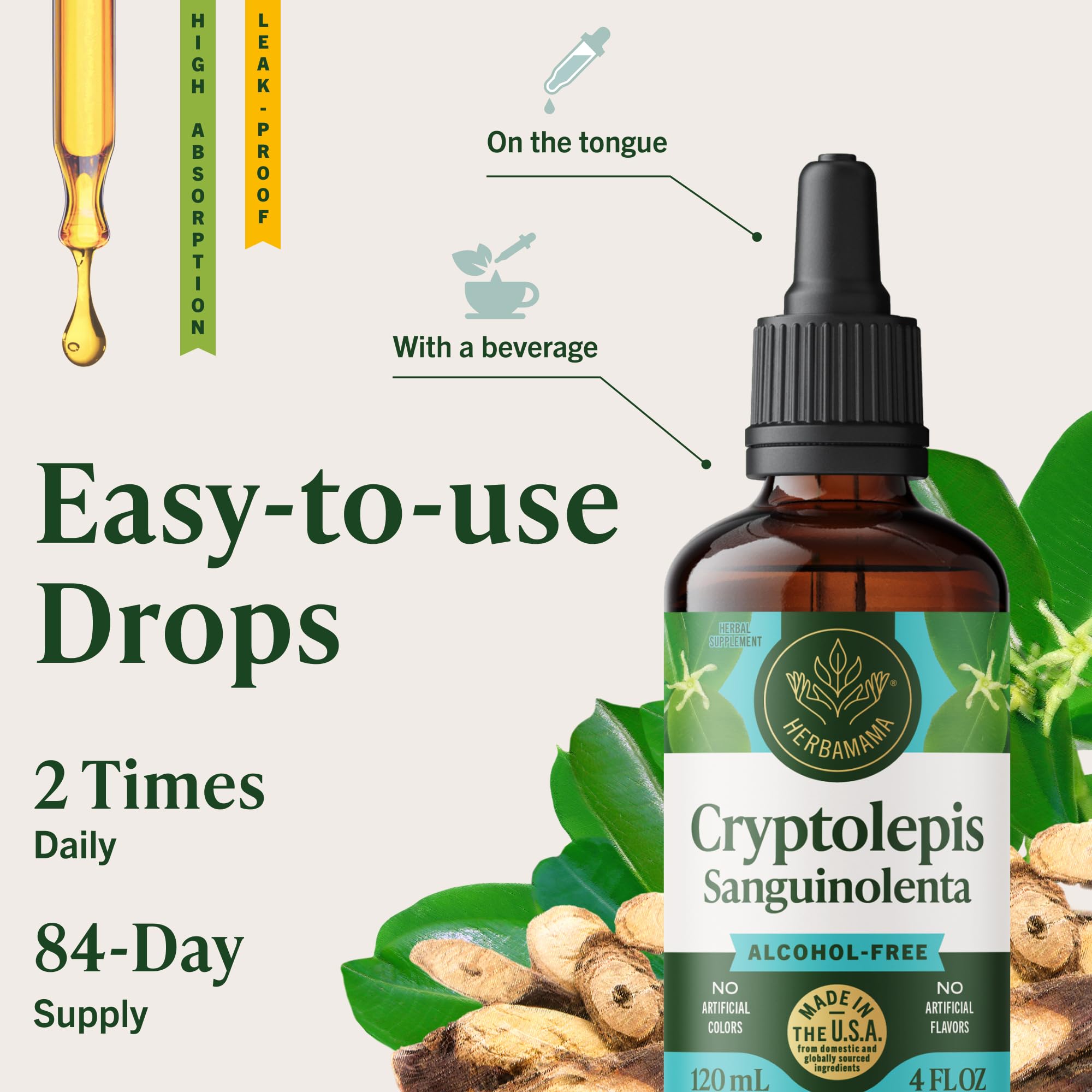 HERBAMAMA Cryptolepis Root Tincture with fresh herbs
