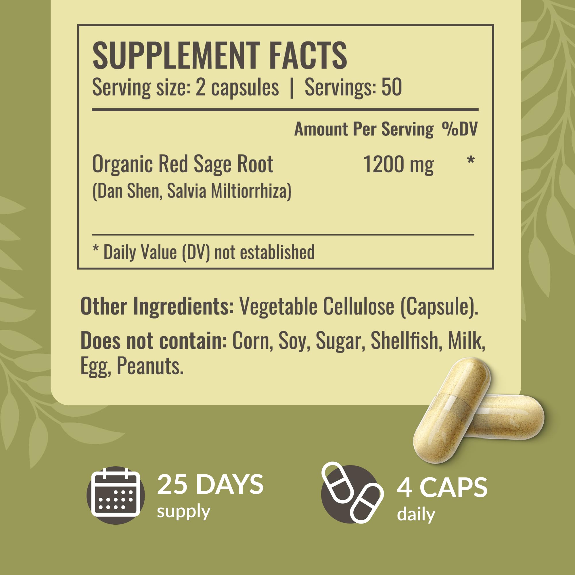 HERBAMAMA Dan Shen Red Sage Capsules 60 Count bottle with label