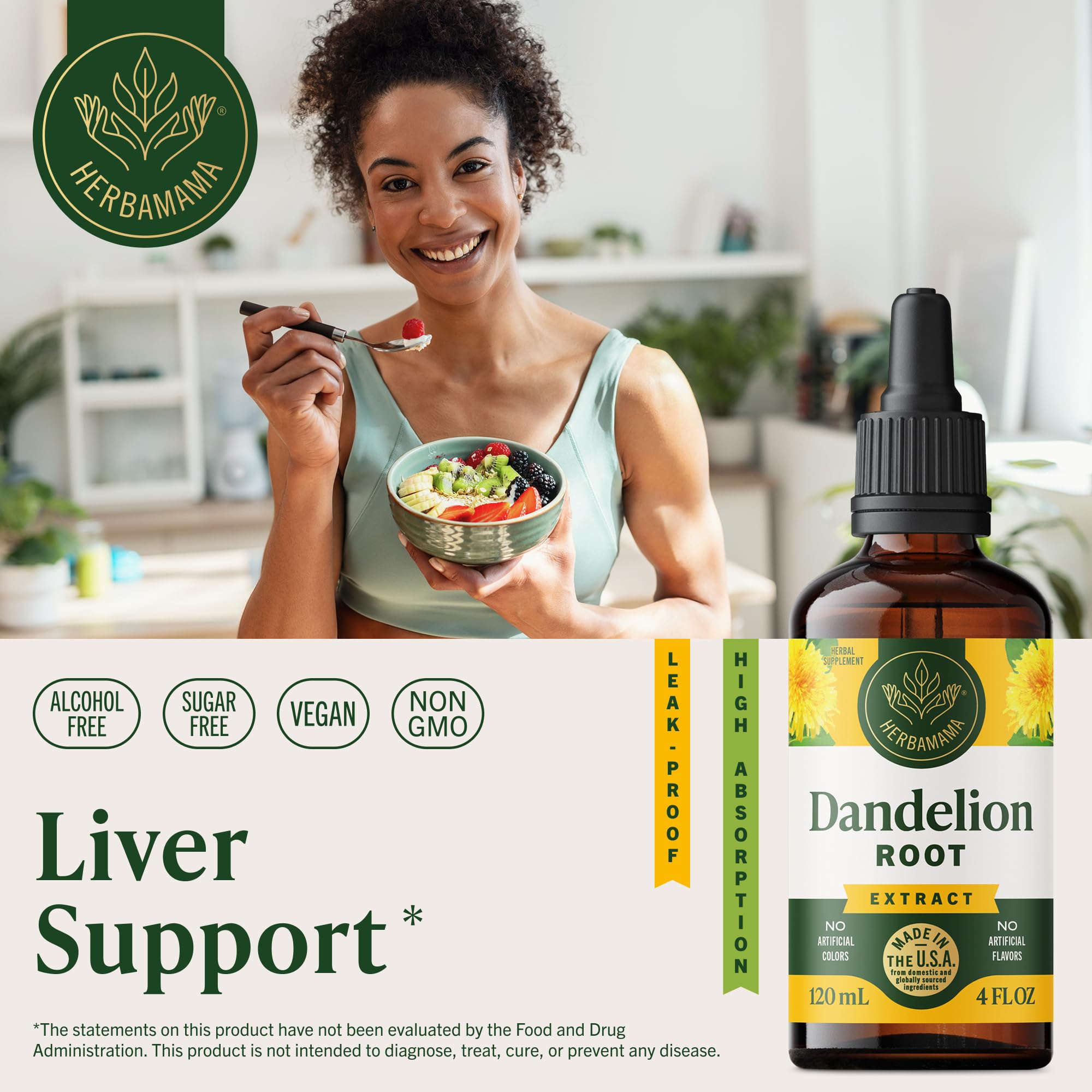 HERBAMAMA Dandelion Root Liquid Drops 250g bottle with dropper