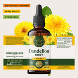 HERBAMAMA Dandelion Root Liquid Drops 250g on a wooden table