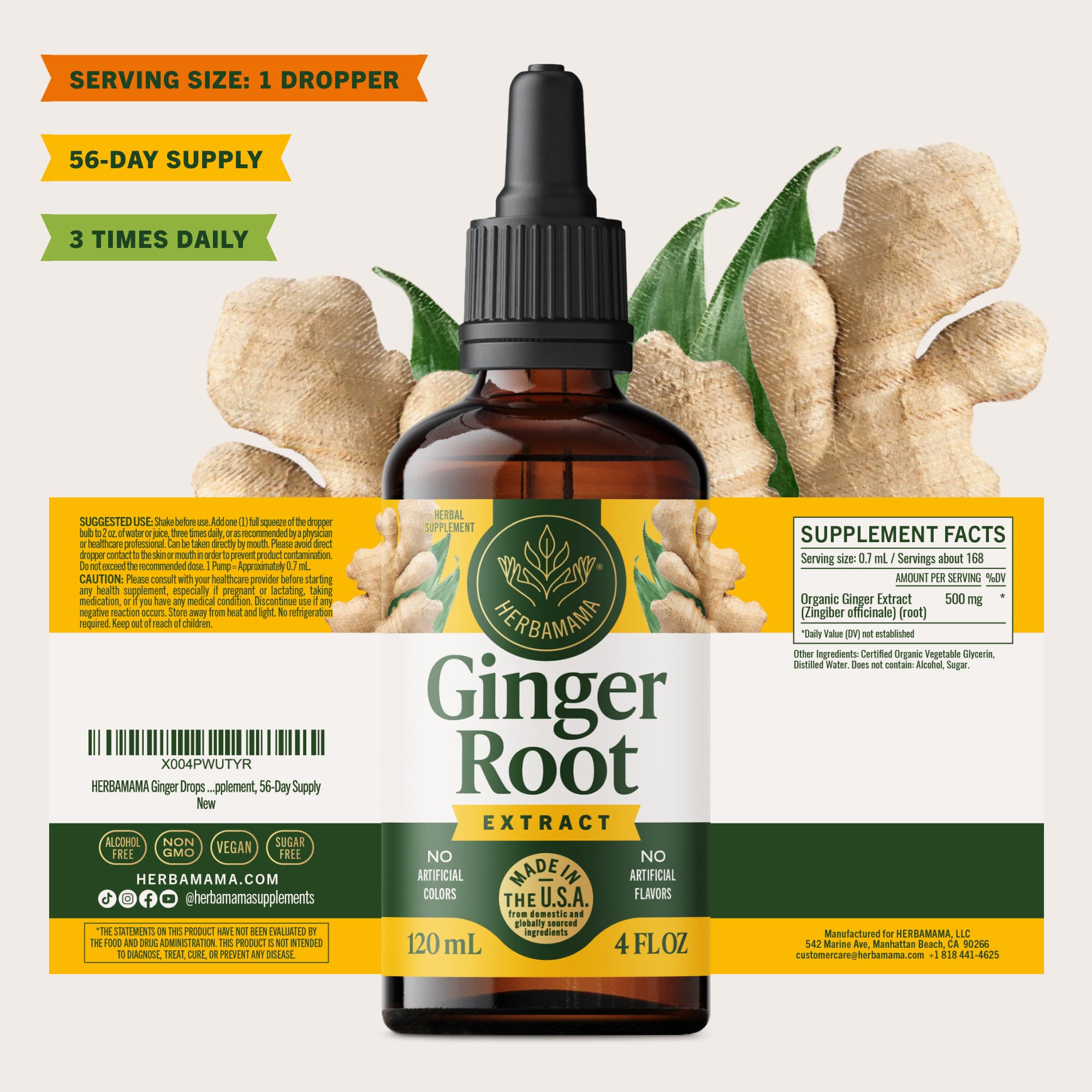 HERBAMAMA Ginger Extract Liquid Supplement with lifestyle setting