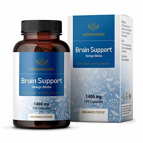 HERBAMAMA Ginkgo Biloba Brain Support Capsules front view