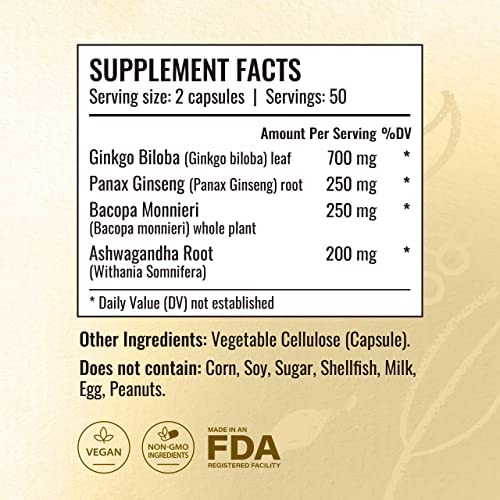 HERBAMAMA Ginkgo Biloba Brain Support Capsules with packaging