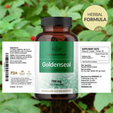 HERBAMAMA Goldenseal Root Capsules opened with capsule visible