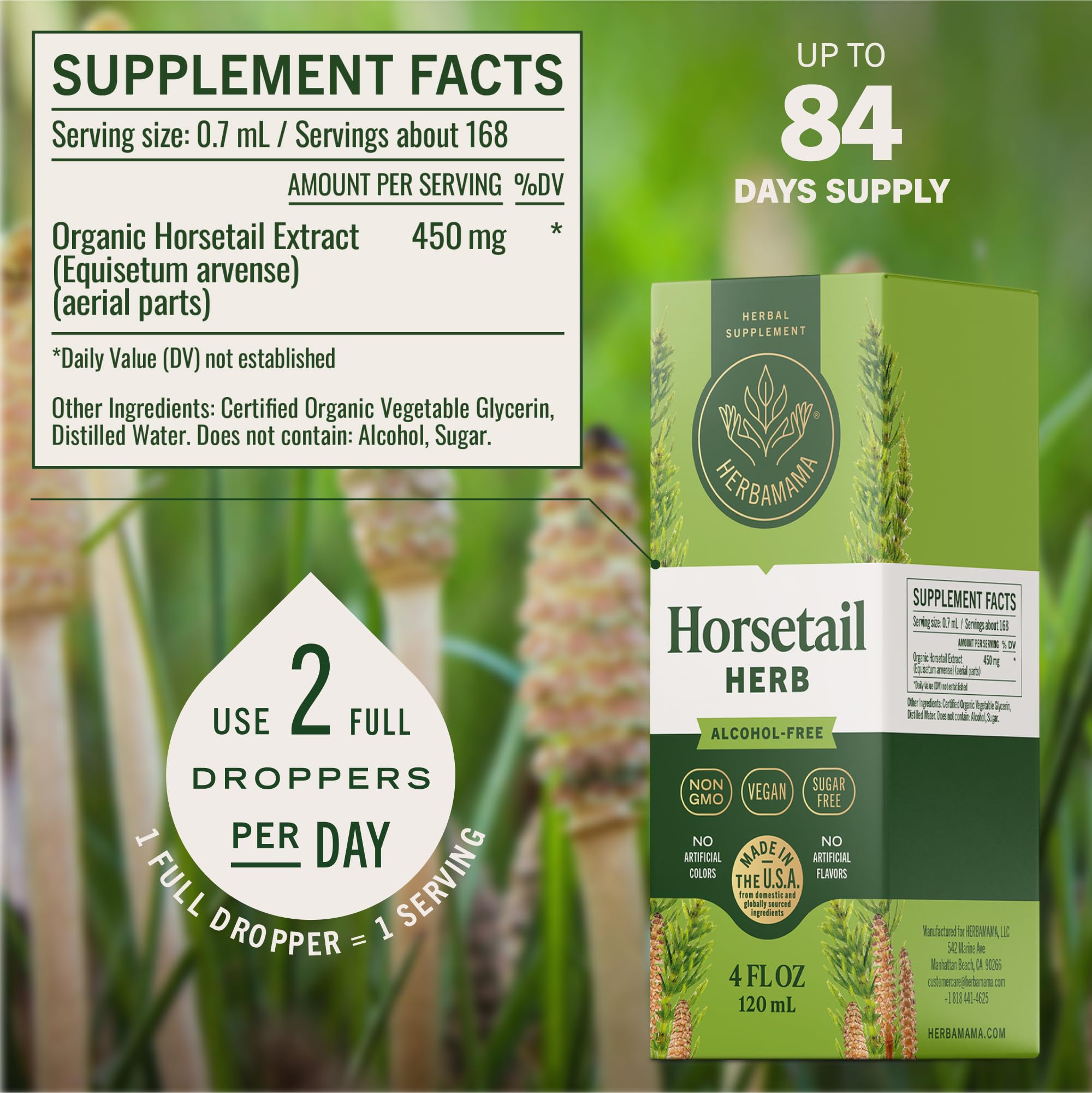 HERBAMAMA Horsetail Liquid Supplement 113g ingredients list