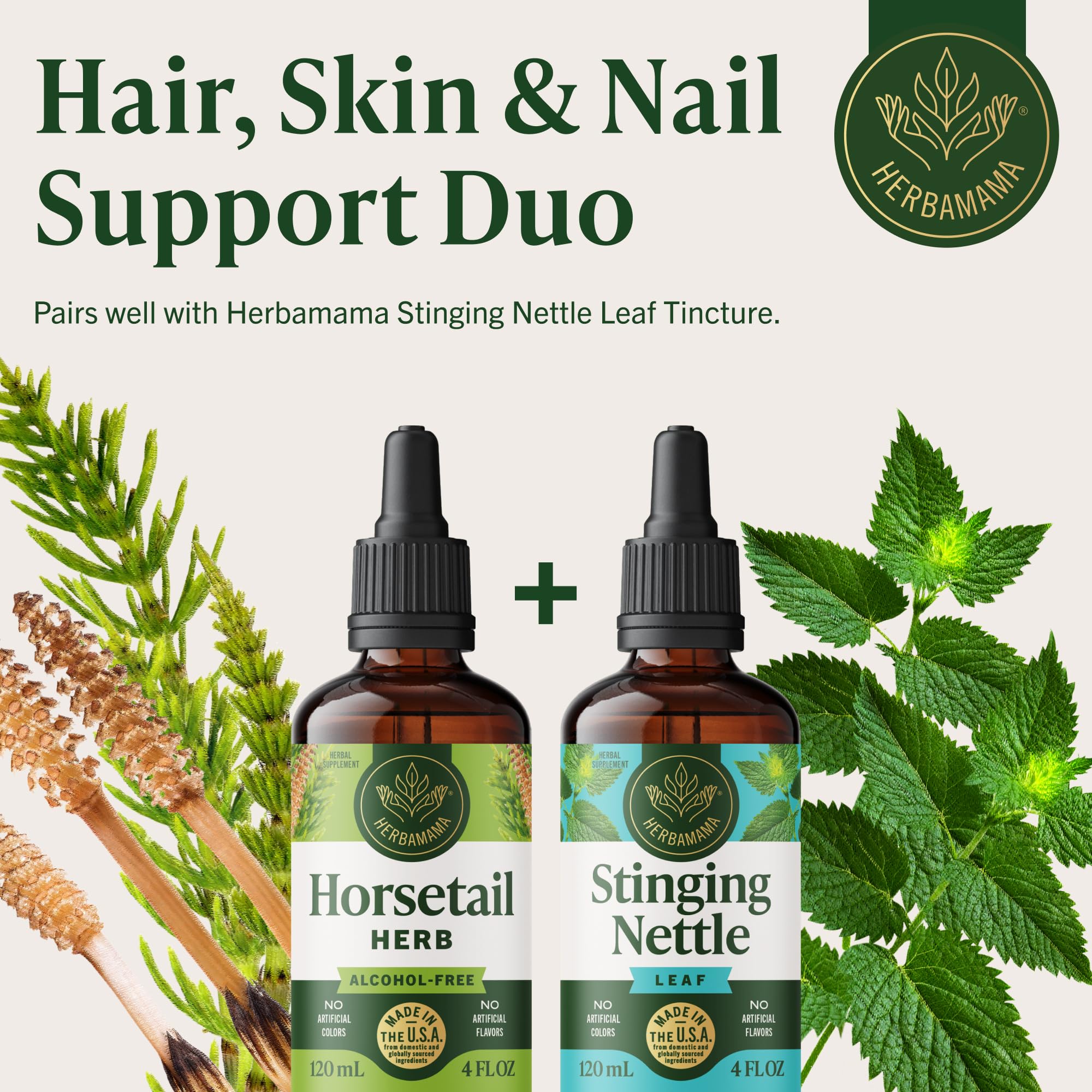 HERBAMAMA Horsetail Liquid Supplement 113g lifestyle scene
