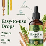 HERBAMAMA Horsetail Liquid Supplement 113g with glass of water