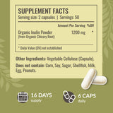 HERBAMAMA Inulin Capsules with chicory root powder background