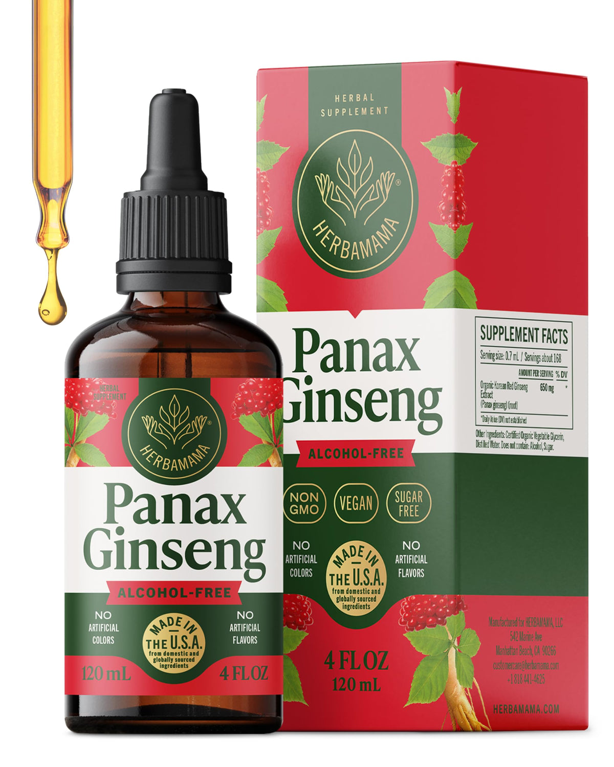 HERBAMAMA Korean Red Ginseng Extract Drops bottle front view