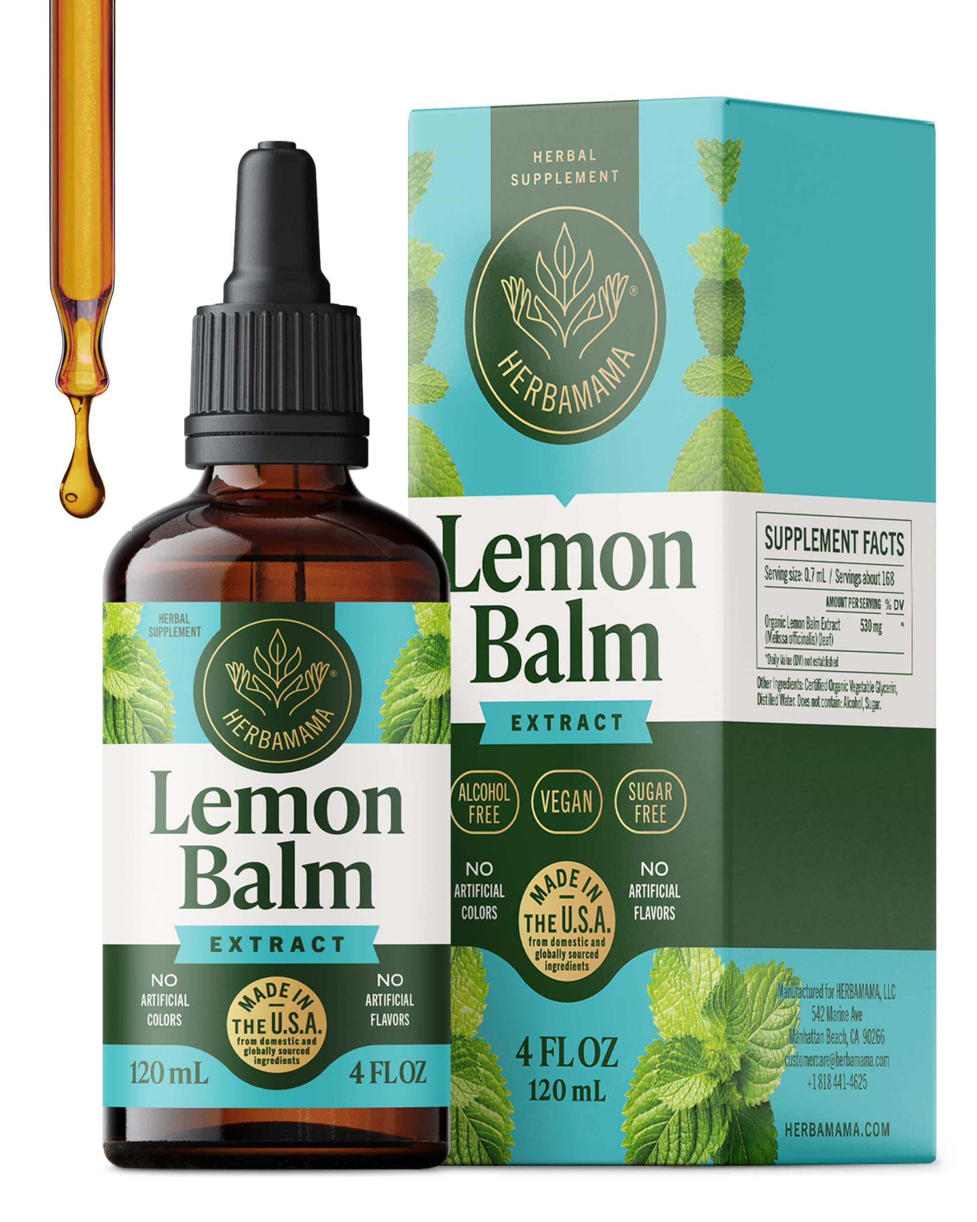 HERBAMAMA Lemon Balm Drops 272g front view