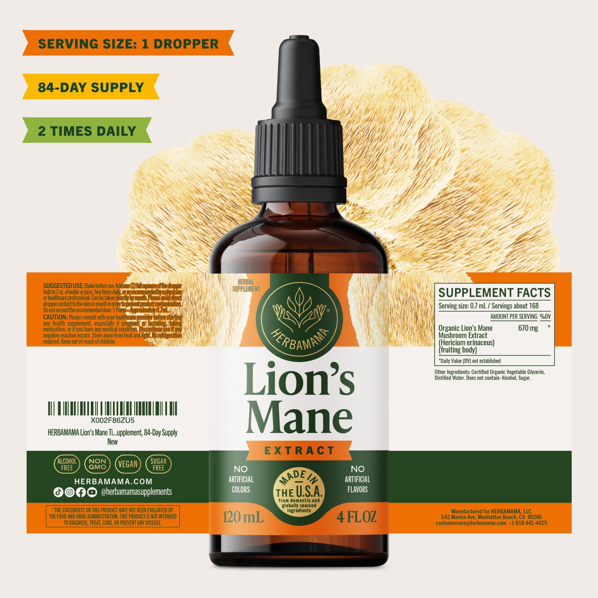 HERBAMAMA Lion's Mane Mushroom Drops lifestyle scene