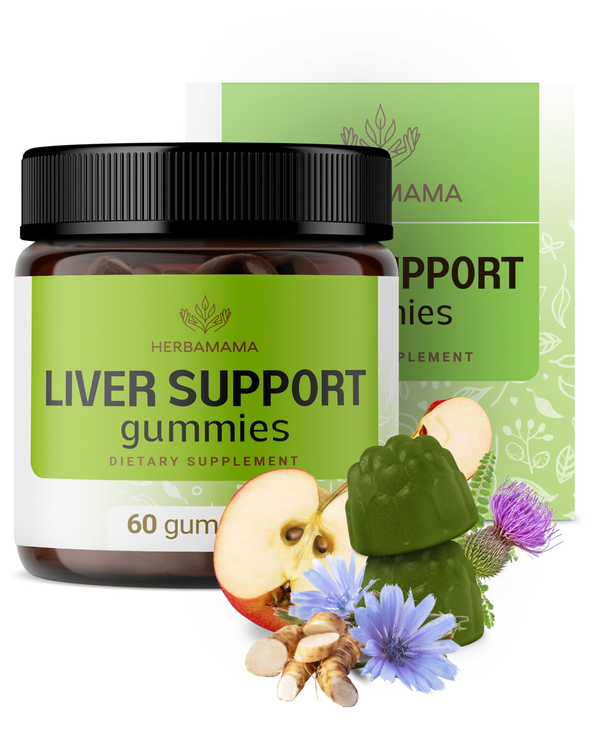 HERBAMAMA Liver Support Gummies 225g front view