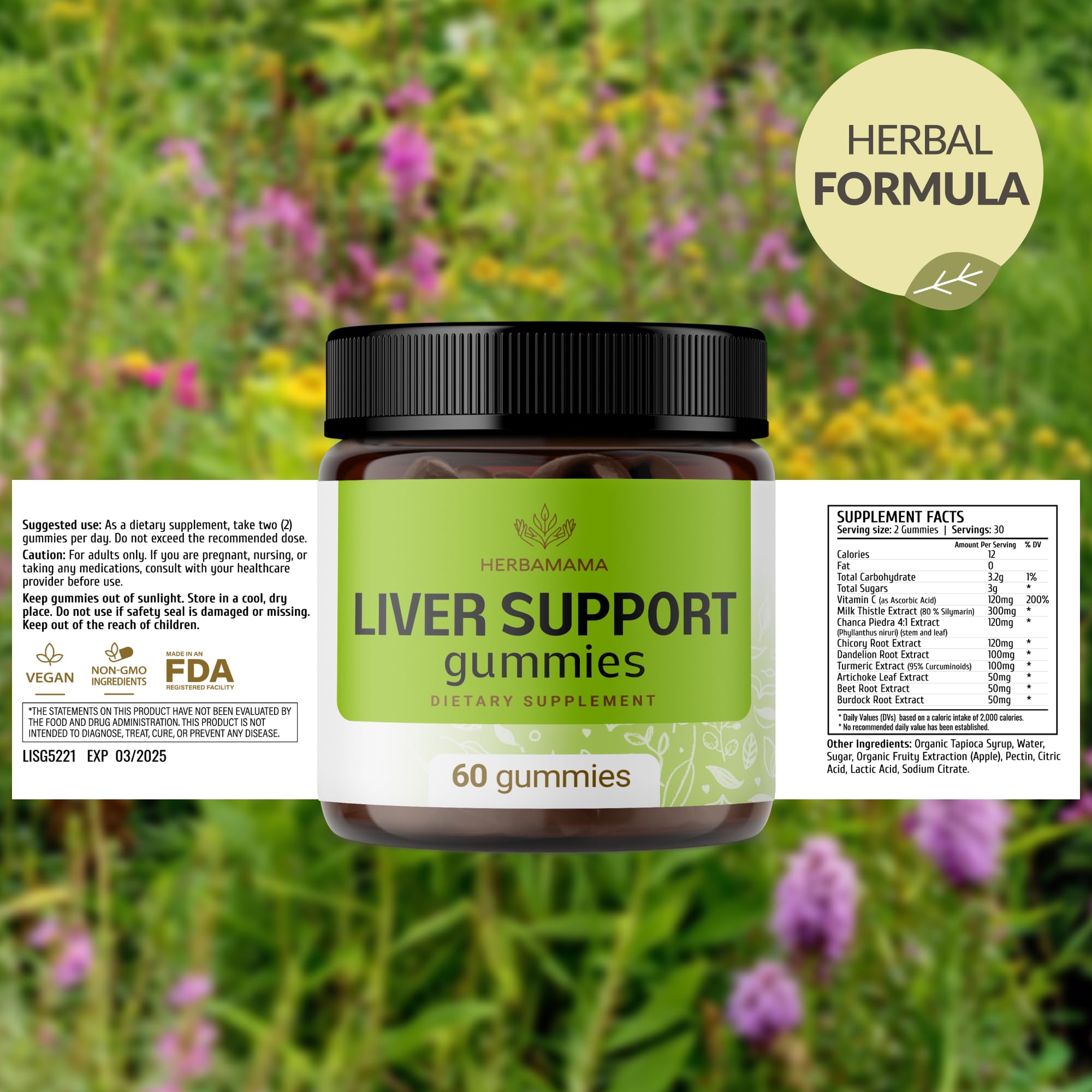 HERBAMAMA Liver Support Gummies ingredients list