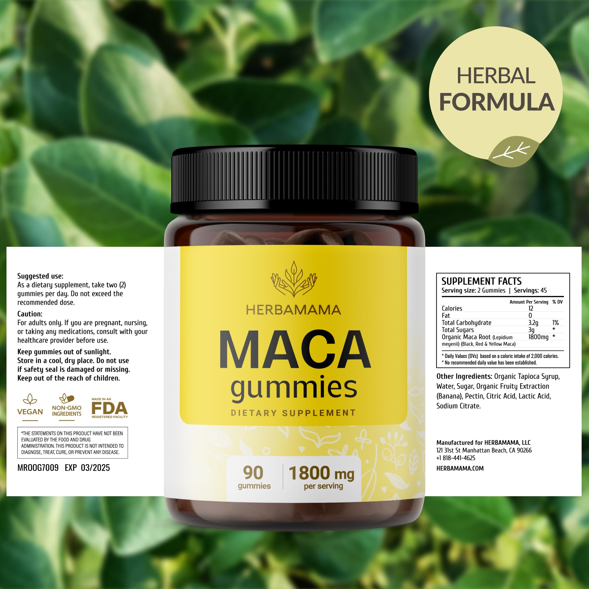 HERBAMAMA Maca Root Gummies with fresh bananas