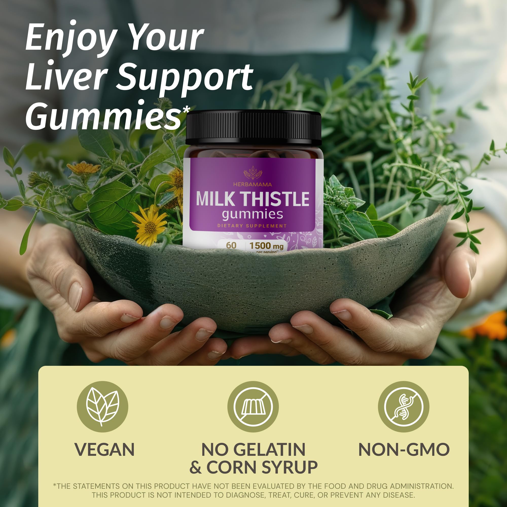 HERBAMAMA Milk Thistle Gummies blueberry flavour close-up