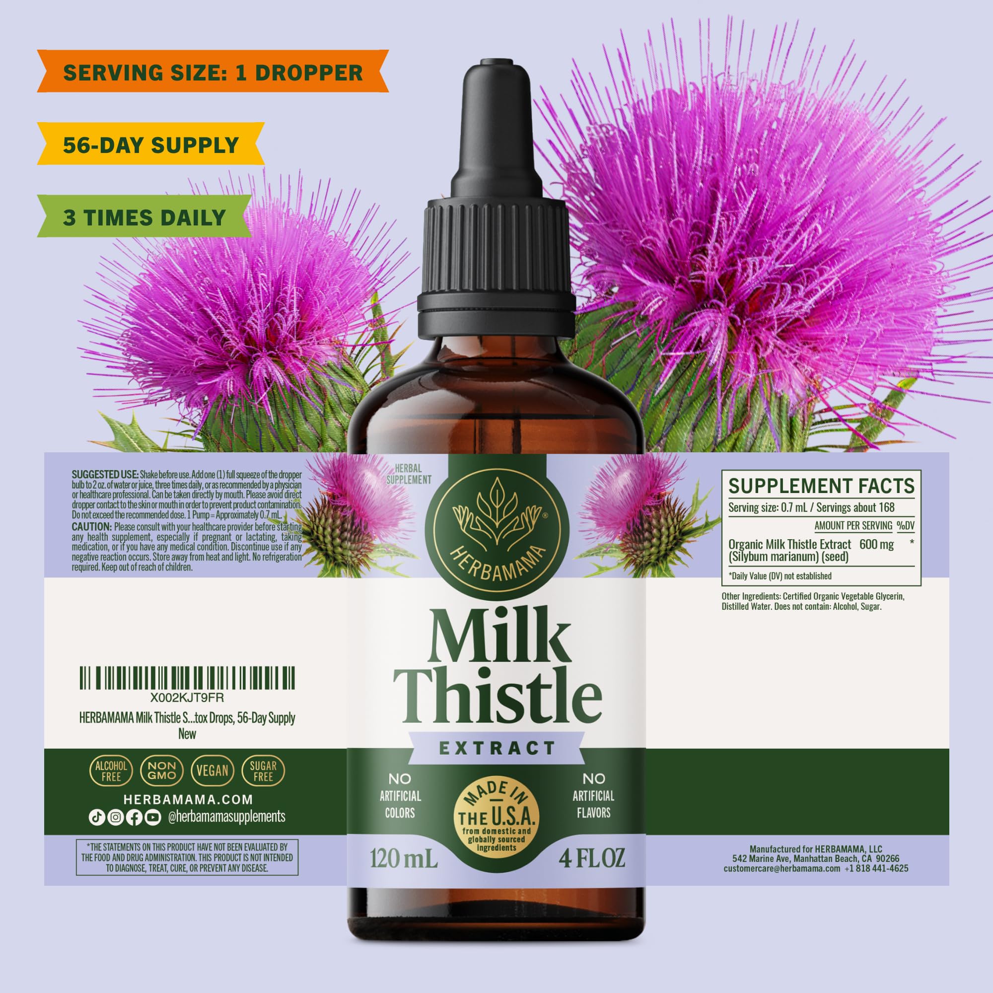 HERBAMAMA Milk Thistle Supplement 600mg in use with juice