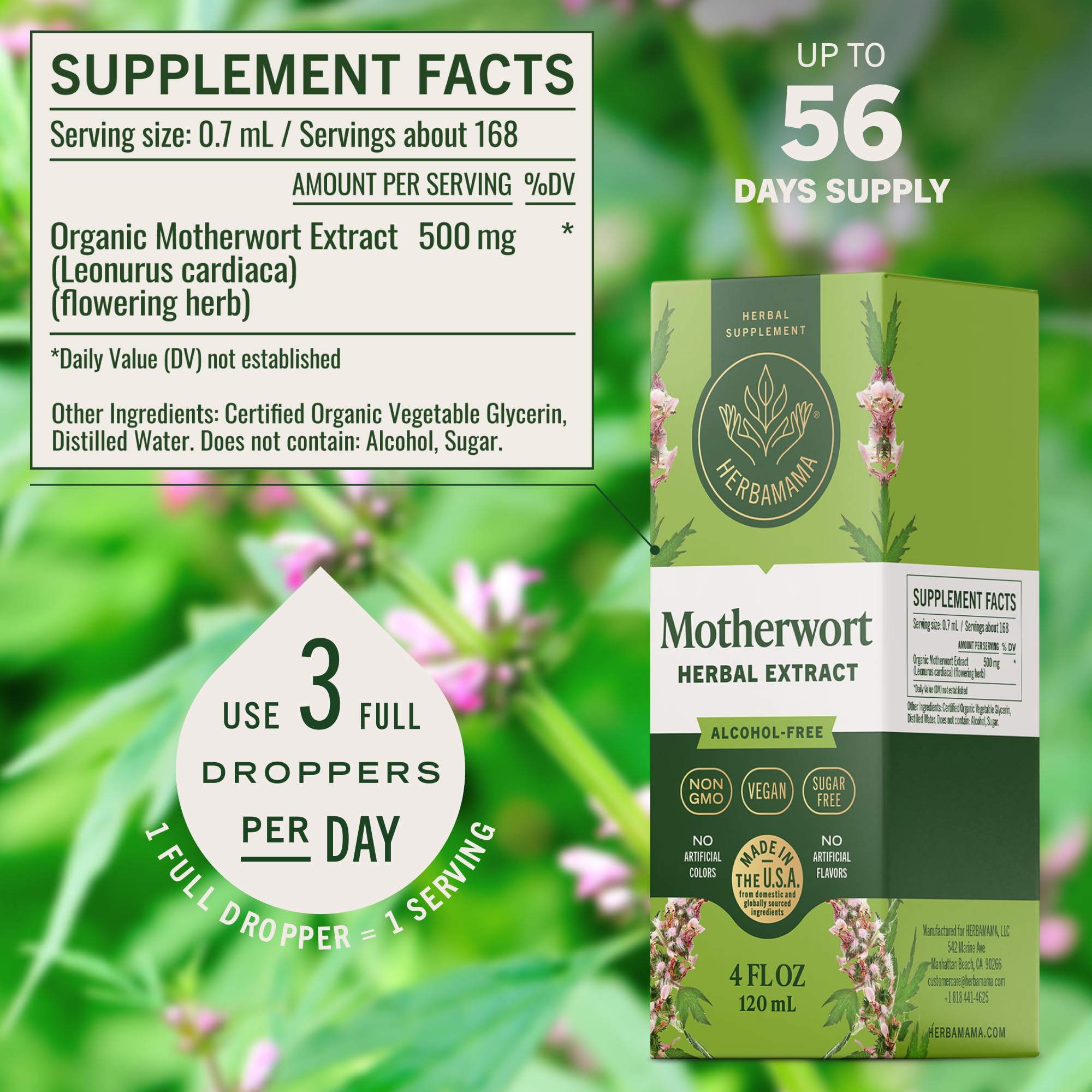 HERBAMAMA Motherwort Tincture dropper bulb