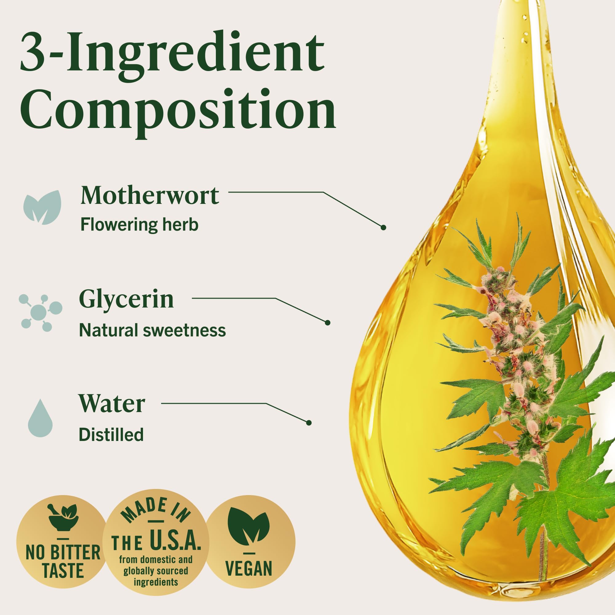 HERBAMAMA Motherwort Tincture with glass of water