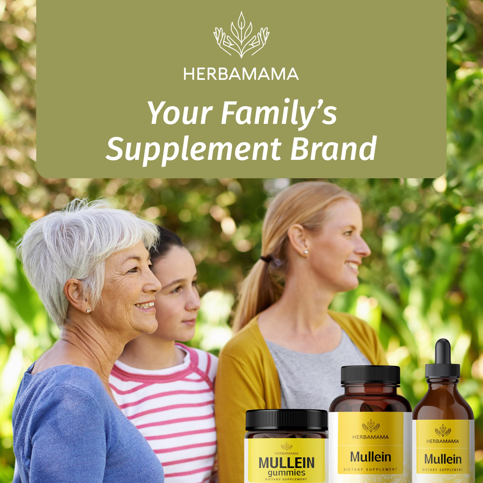 HERBAMAMA Mullein Capsules opened bottle with capsules