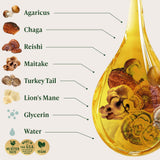 HERBAMAMA Mushroom Supplement Drops lifestyle scene with glass of water
