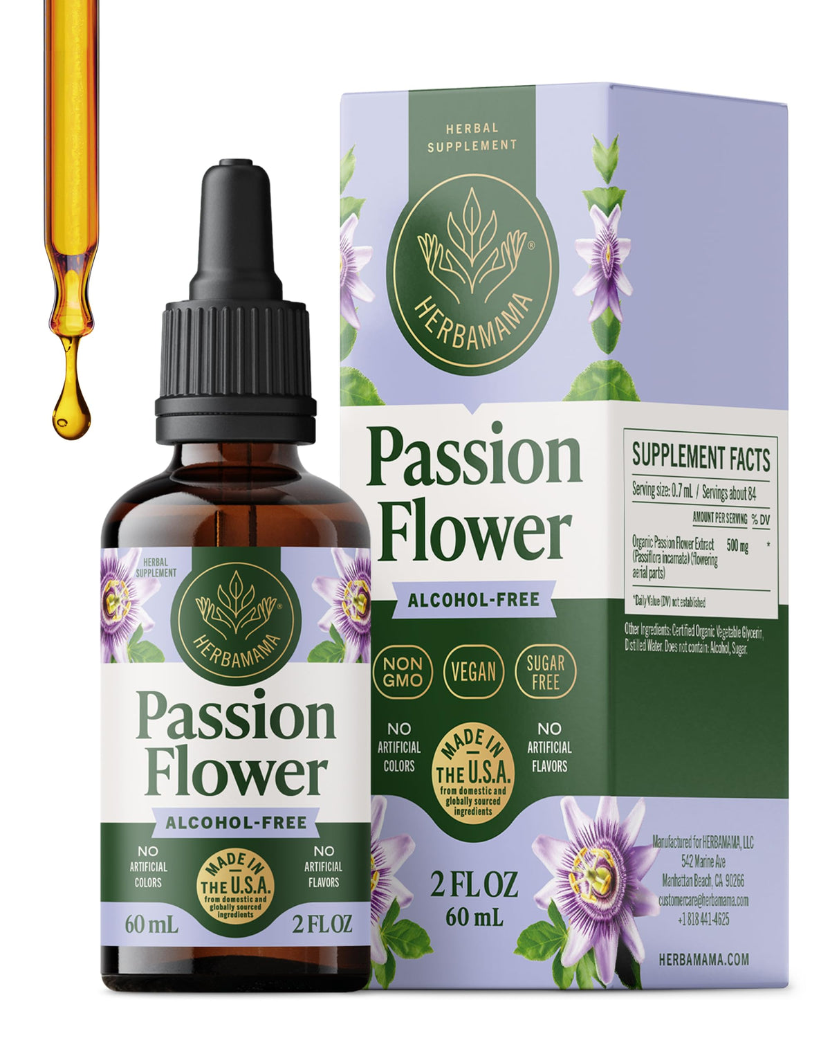 HERBAMAMA Passion Flower Tincture bottle front view