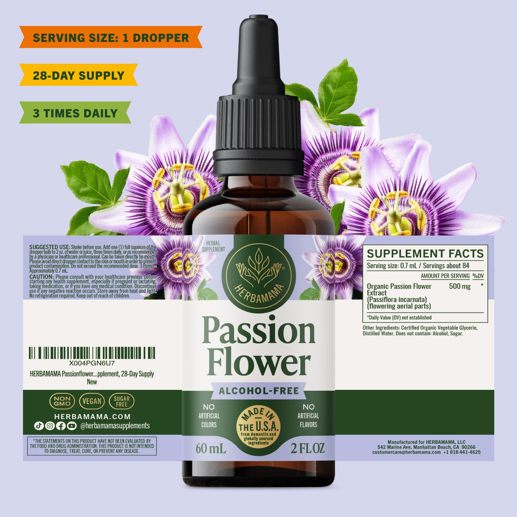 HERBAMAMA Passion Flower Tincture dosage instructions