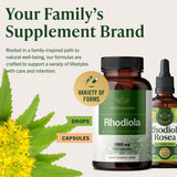 HERBAMAMA Rhodiola Rosea Capsules 1000mg bottle in a wellness setup