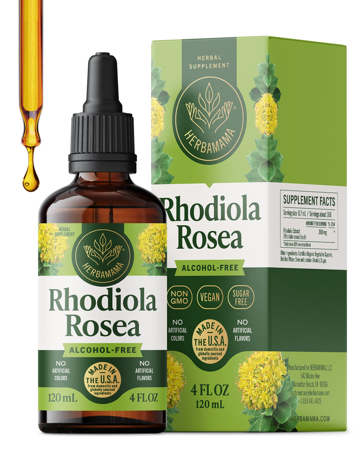 HERBAMAMA Rhodiola Rosea Tincture 113g front view