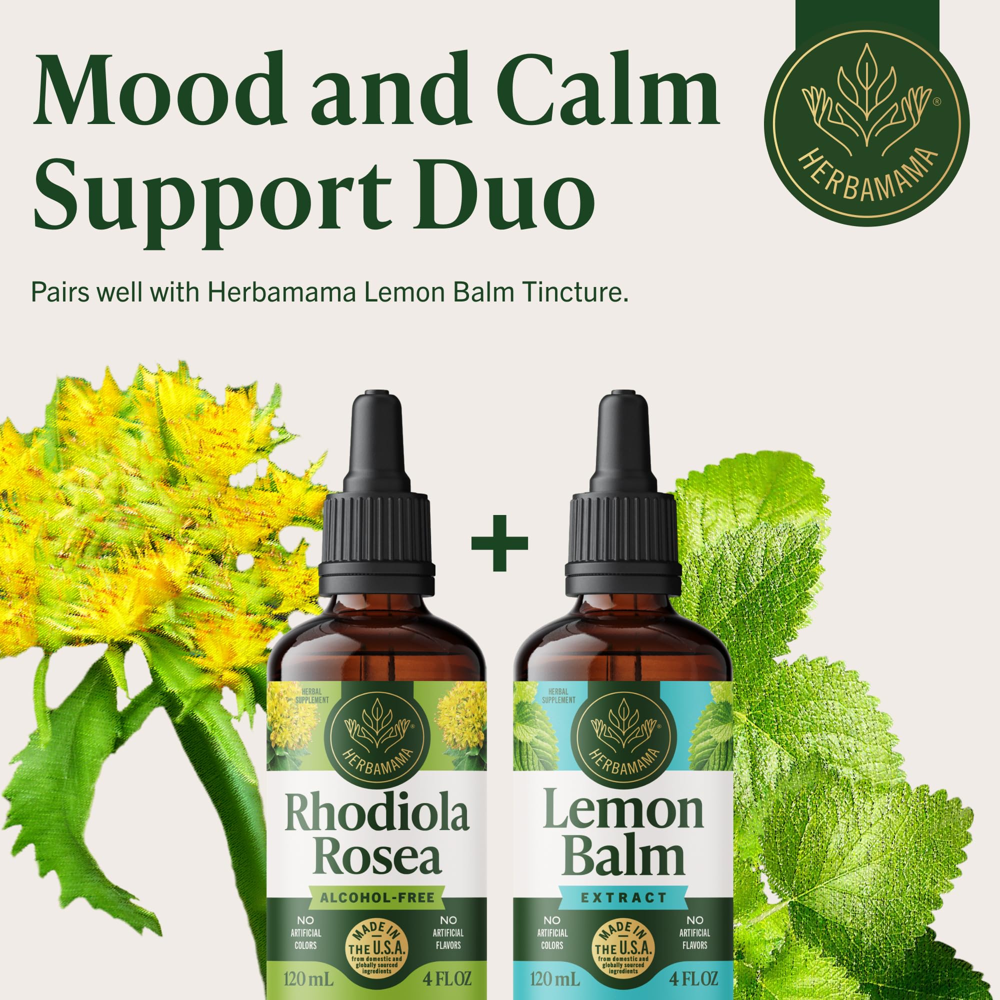 HERBAMAMA Rhodiola Rosea Tincture 113g on a wooden table