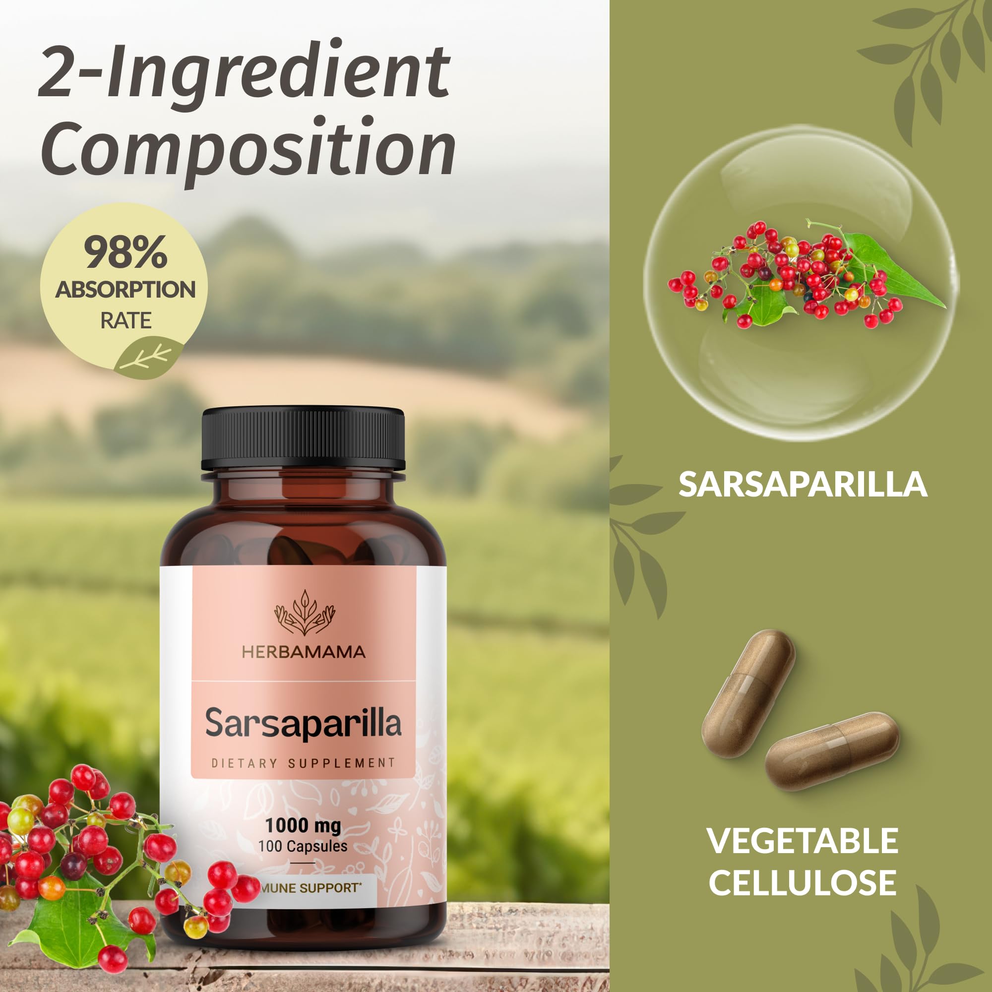 HERBAMAMA Sarsaparilla Capsules ingredients list