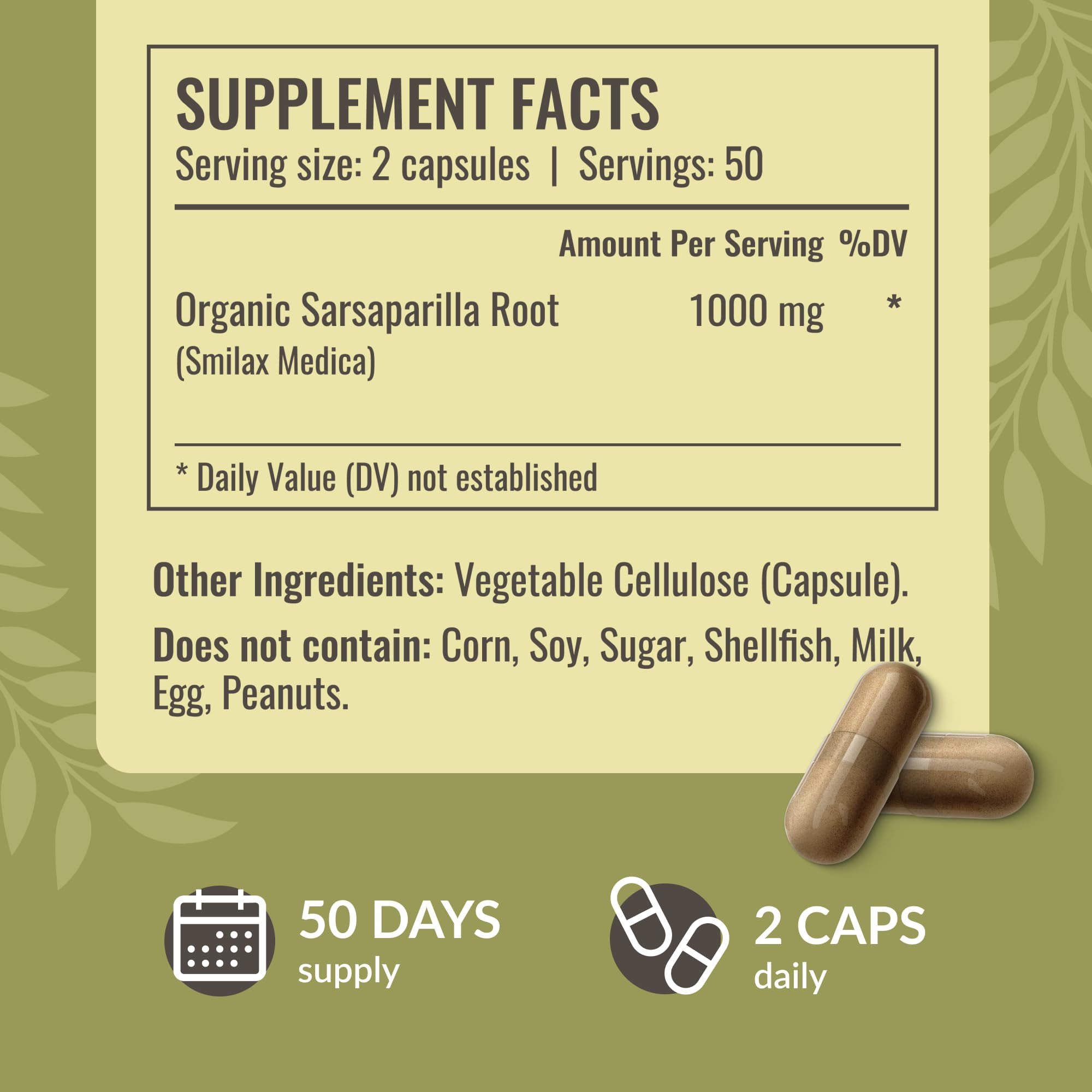 HERBAMAMA Sarsaparilla Capsules with dosage instructions