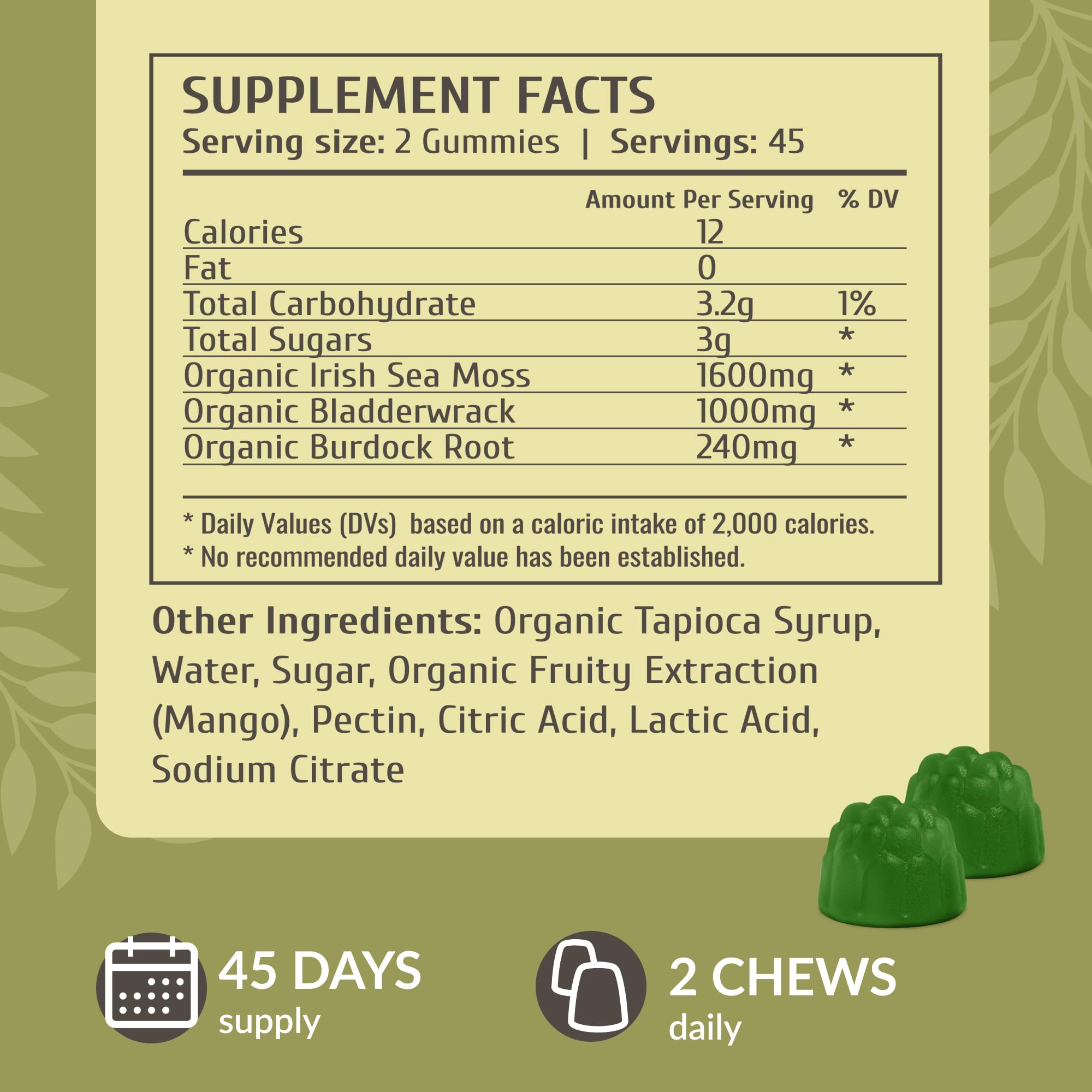 HERBAMAMA Sea Moss Gummies bottle side view