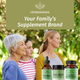 HERBAMAMA Sea Moss Gummies bottle with a measuring spoon