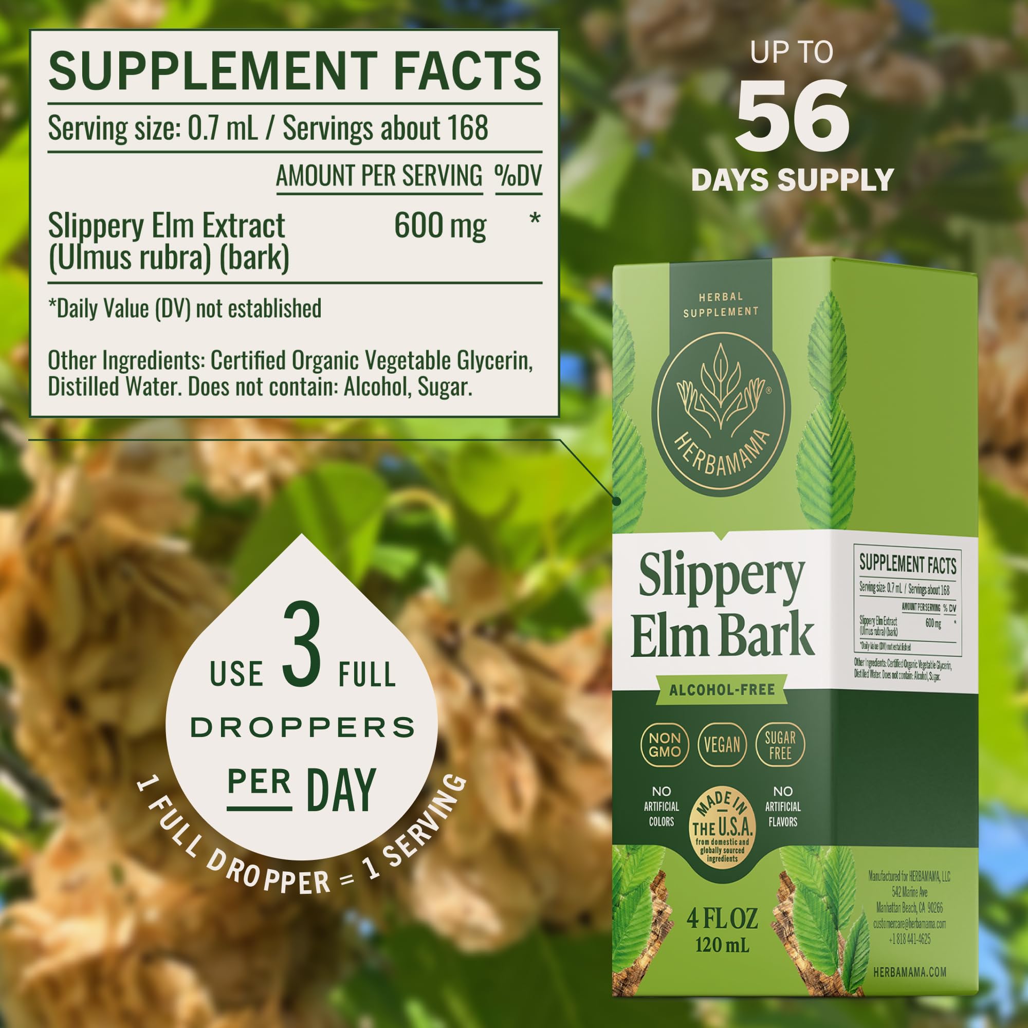 HERBAMAMA Slippery Elm Tincture 113g label close-up