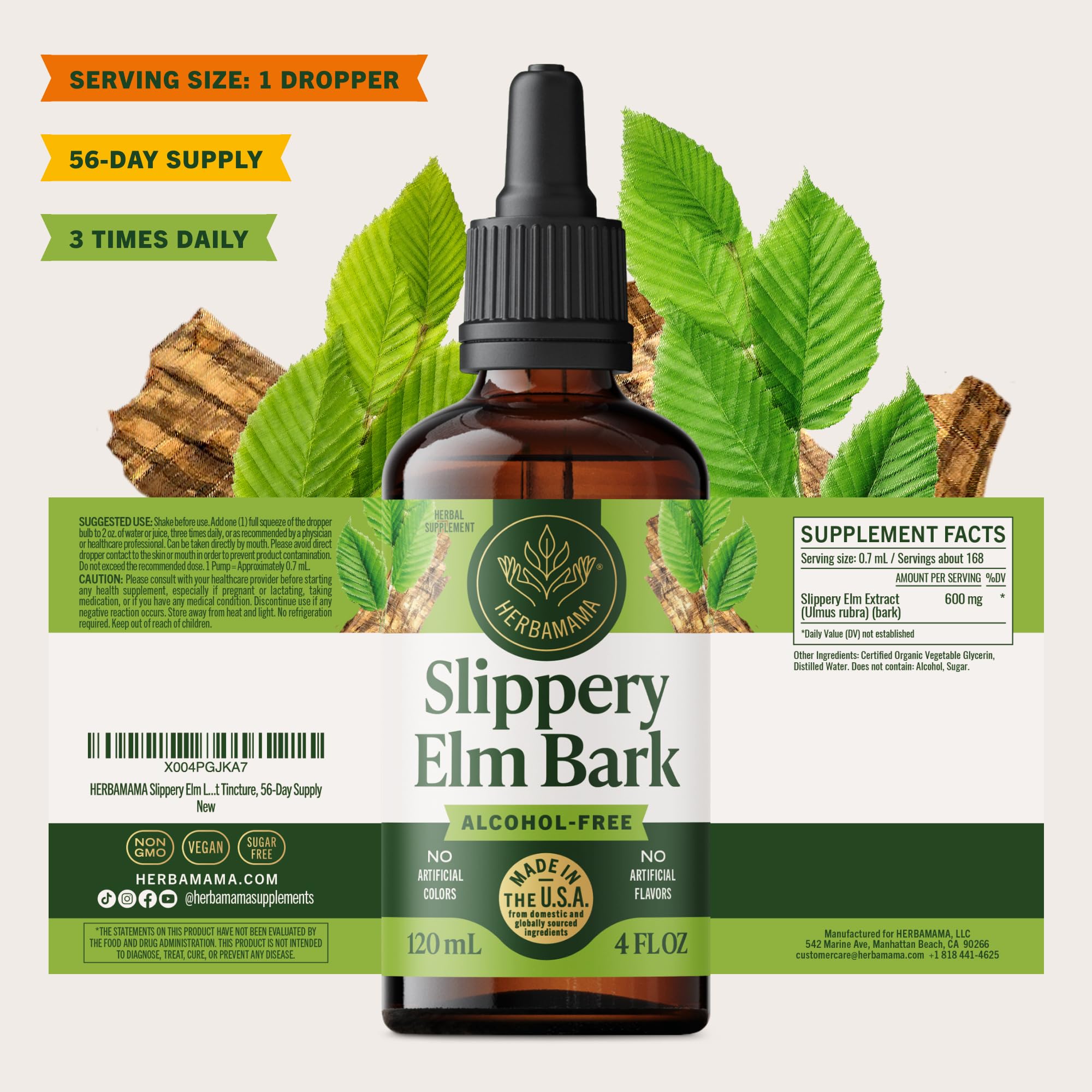 HERBAMAMA Slippery Elm Tincture 113g lifestyle shot