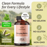 HERBAMAMA Stinging Nettle Capsules 1200mg capsules on a table