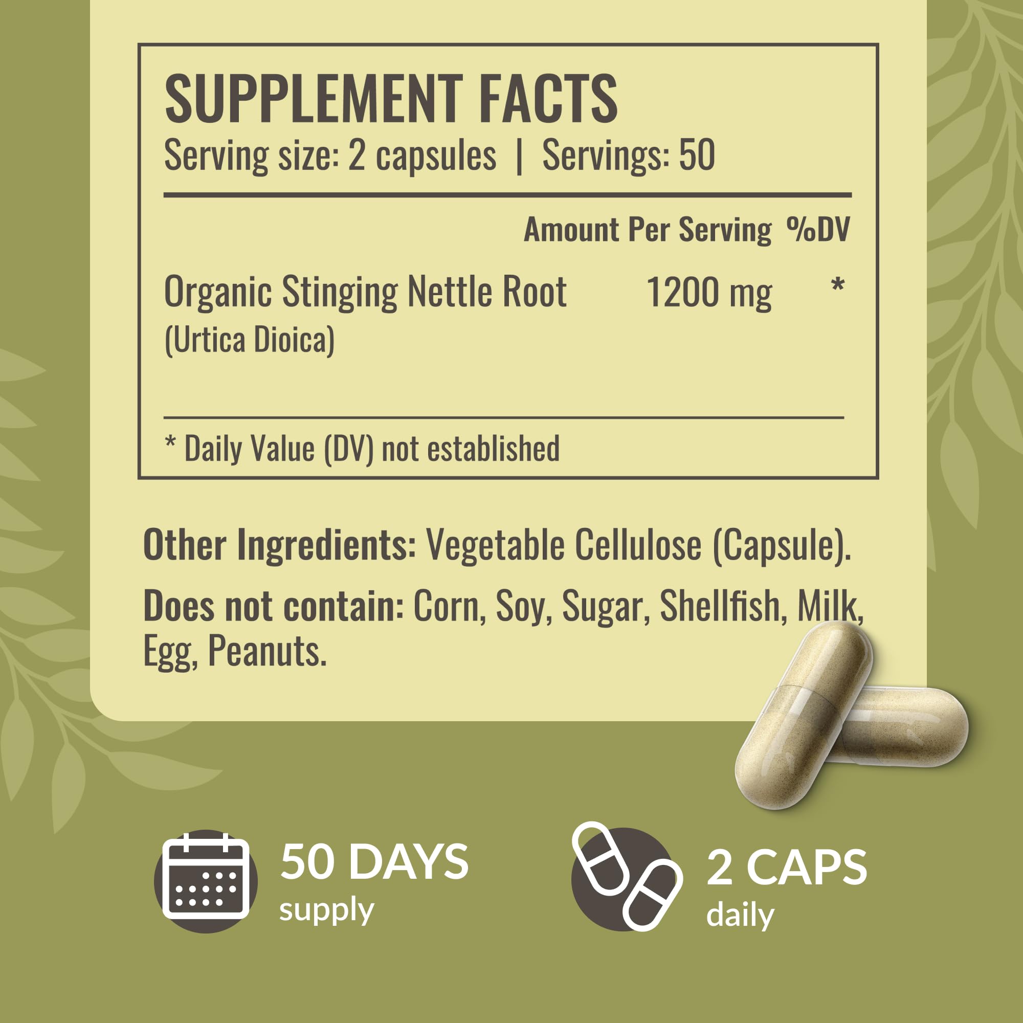 HERBAMAMA Stinging Nettle Capsules 1200mg ingredients list