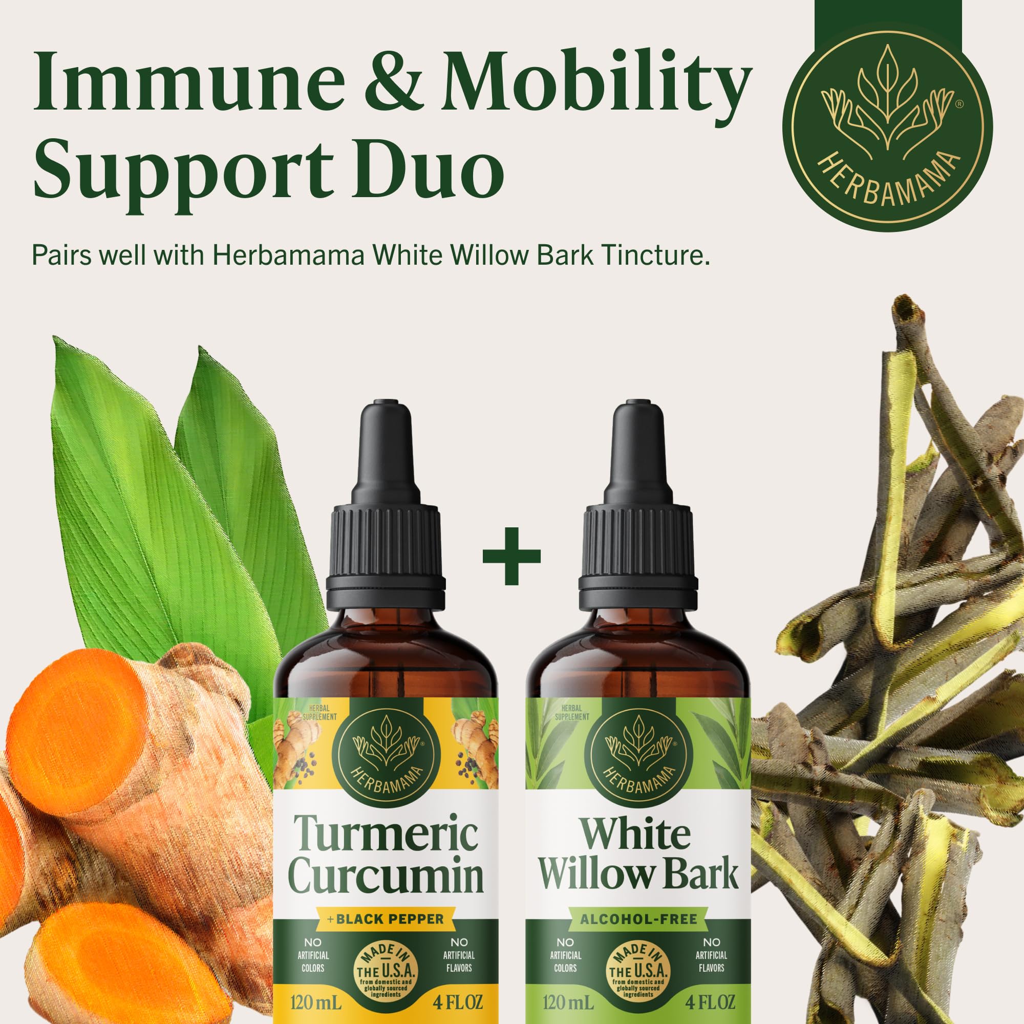 HERBAMAMA Turmeric Curcumin Liquid Drops 670mg in a glass of water