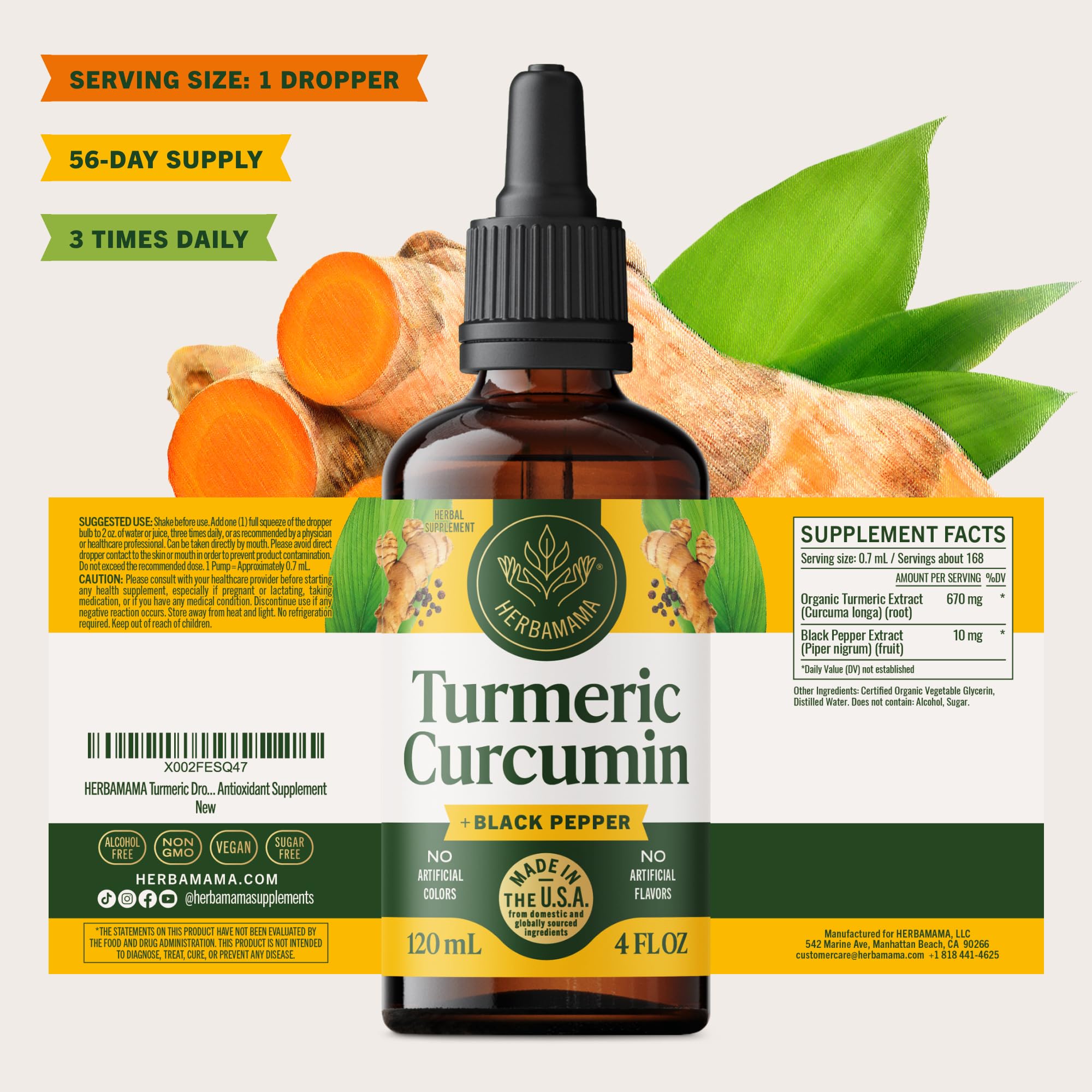 HERBAMAMA Turmeric Curcumin Liquid Drops 670mg lifestyle image