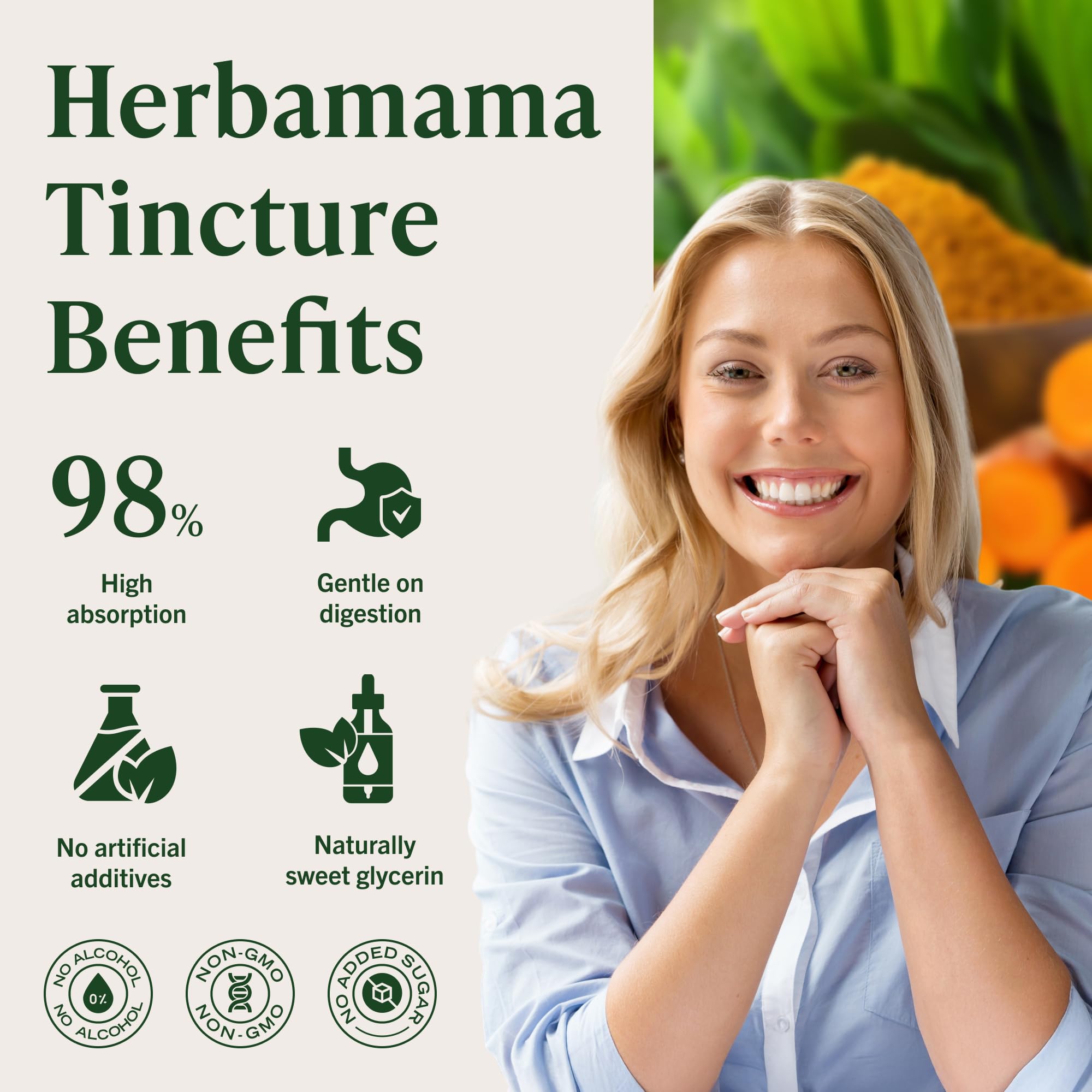 HERBAMAMA Turmeric Curcumin Liquid Drops 670mg with black pepper extract