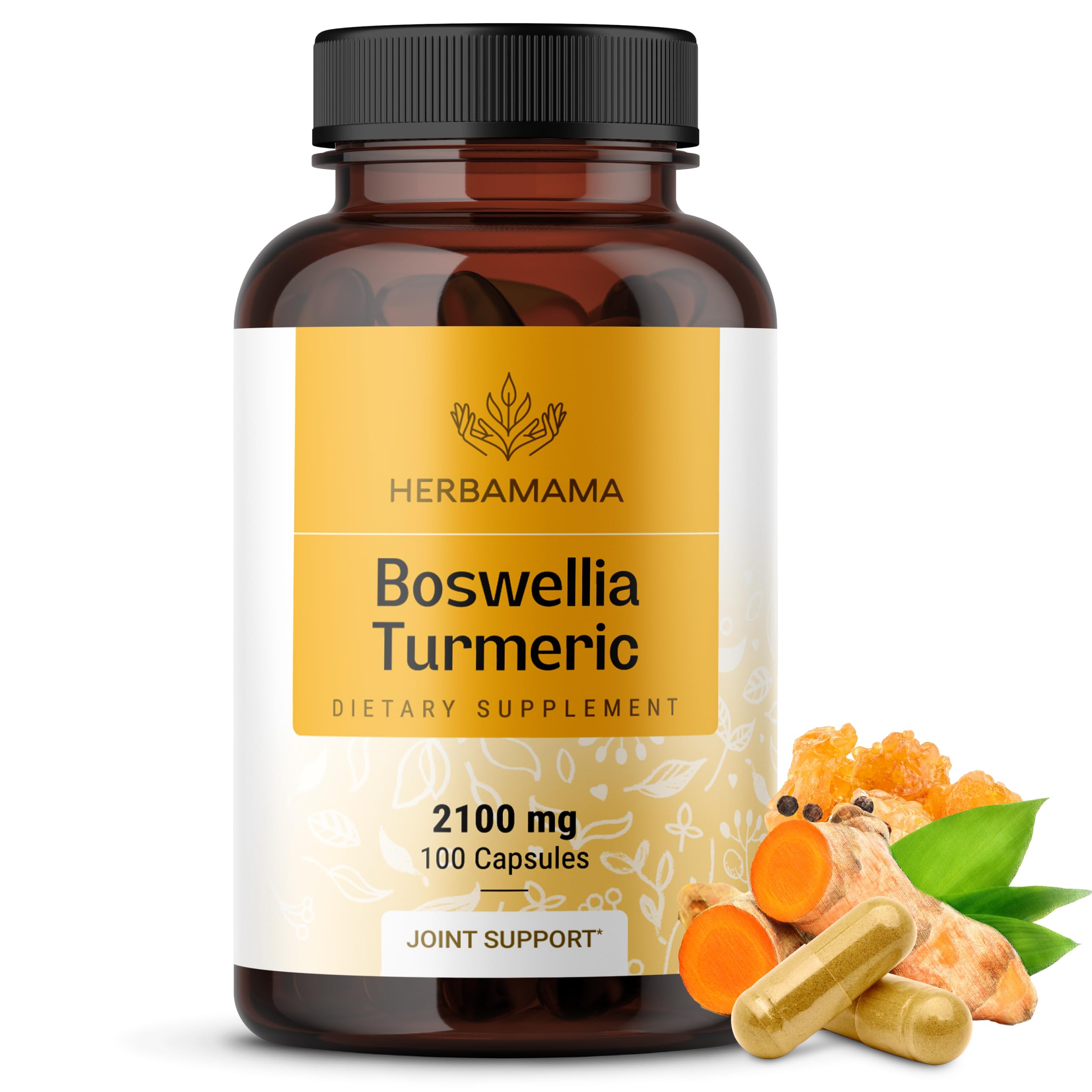 HERBAMAMA Turmeric Curcumin with Boswellia 90 capsules front view