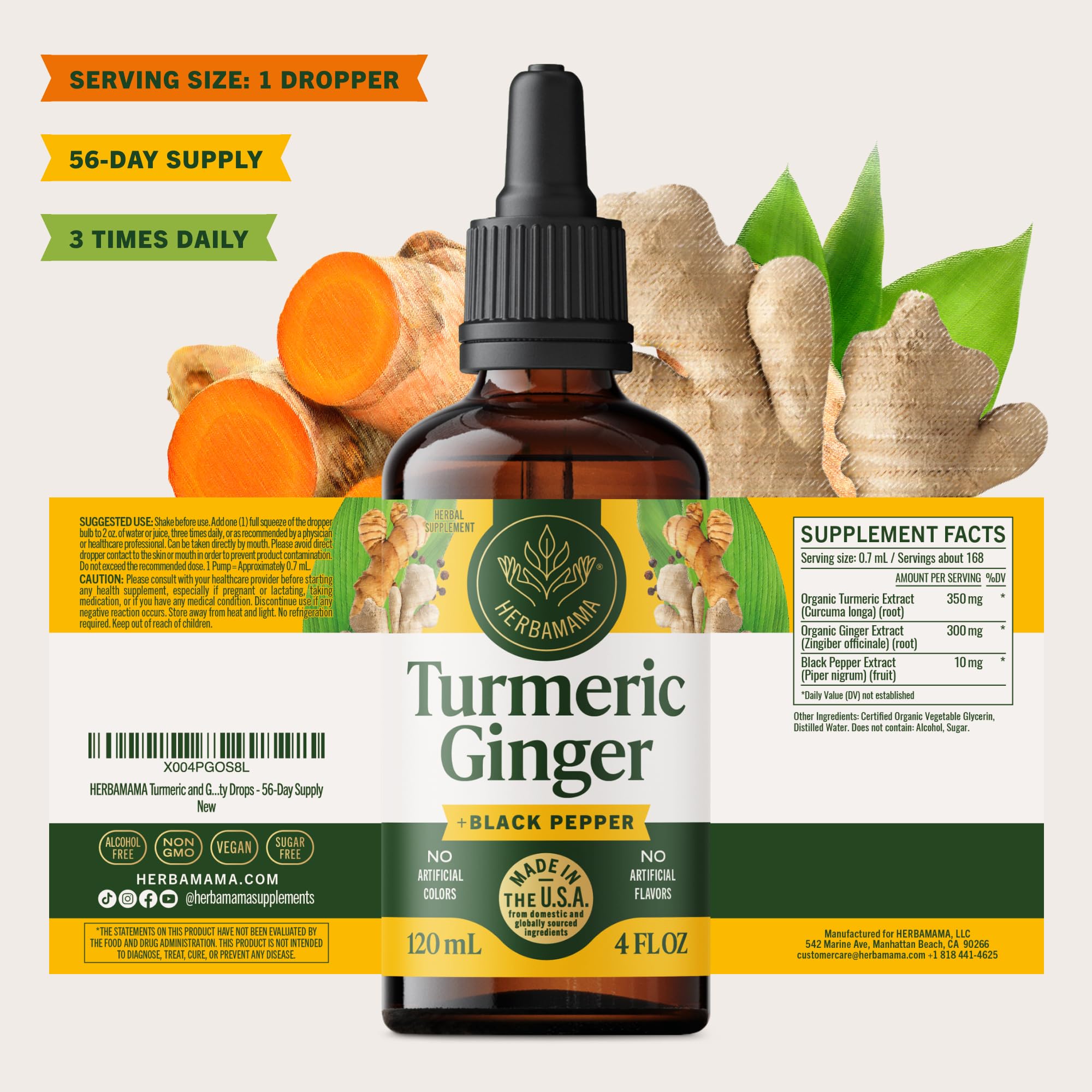 HERBAMAMA Turmeric Ginger Drops bottle back view