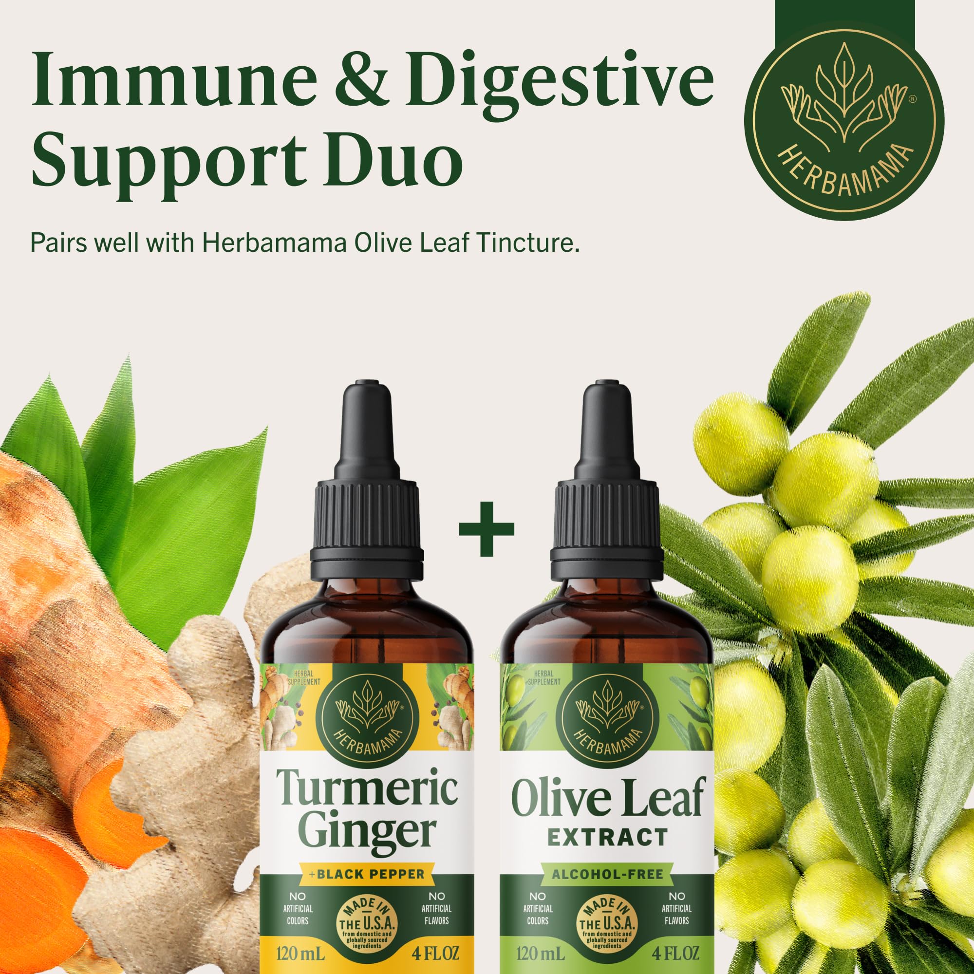 HERBAMAMA Turmeric Ginger Drops packaging details