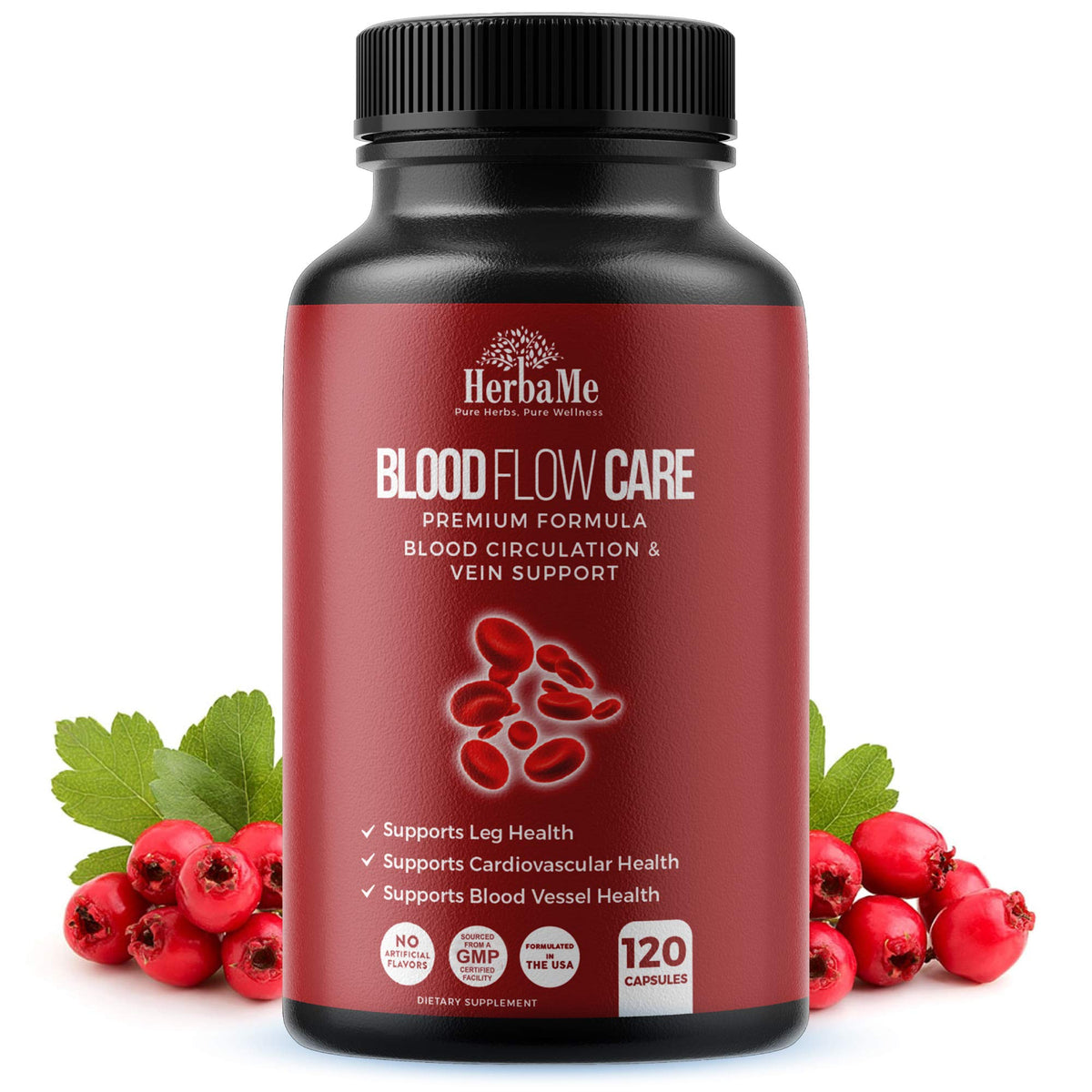 HerbaMe Cayenne Supplement front view with capsule bottle