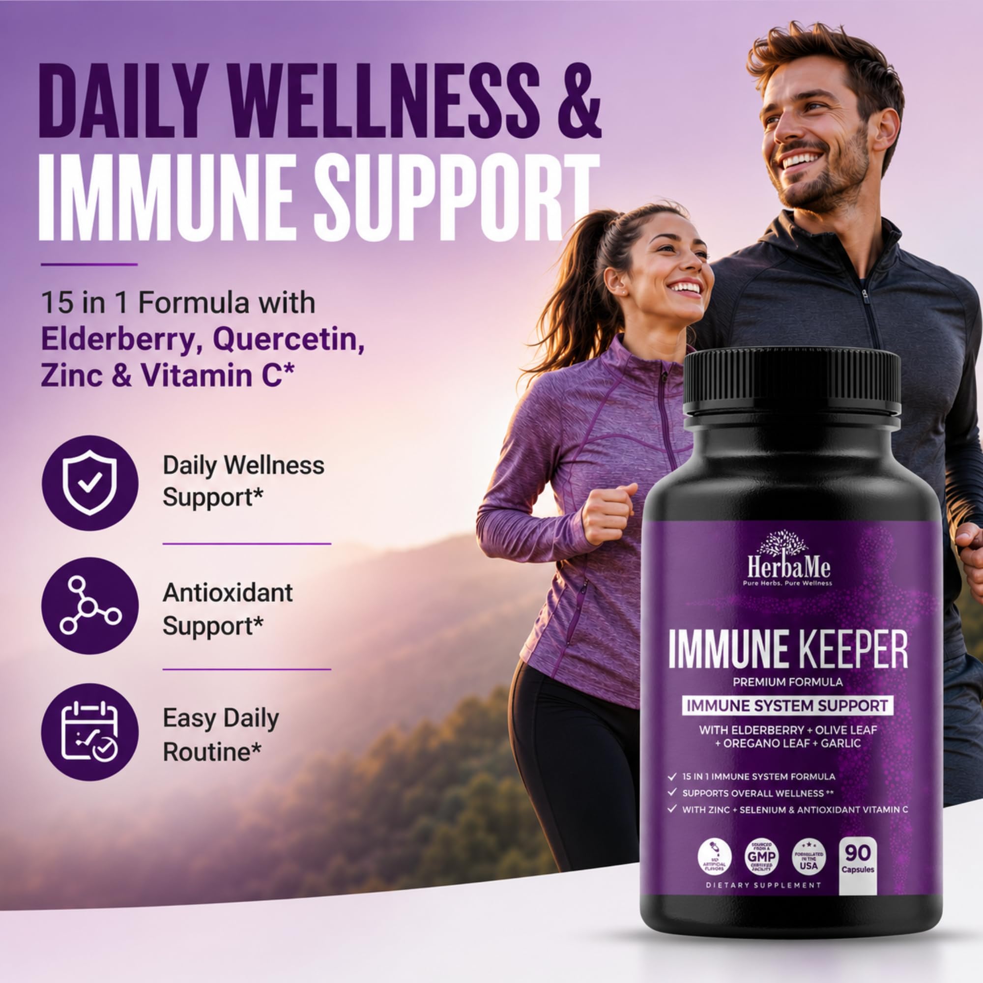 HerbaMe Daily Wellness & daily wellness Support Supplement capsules close-up